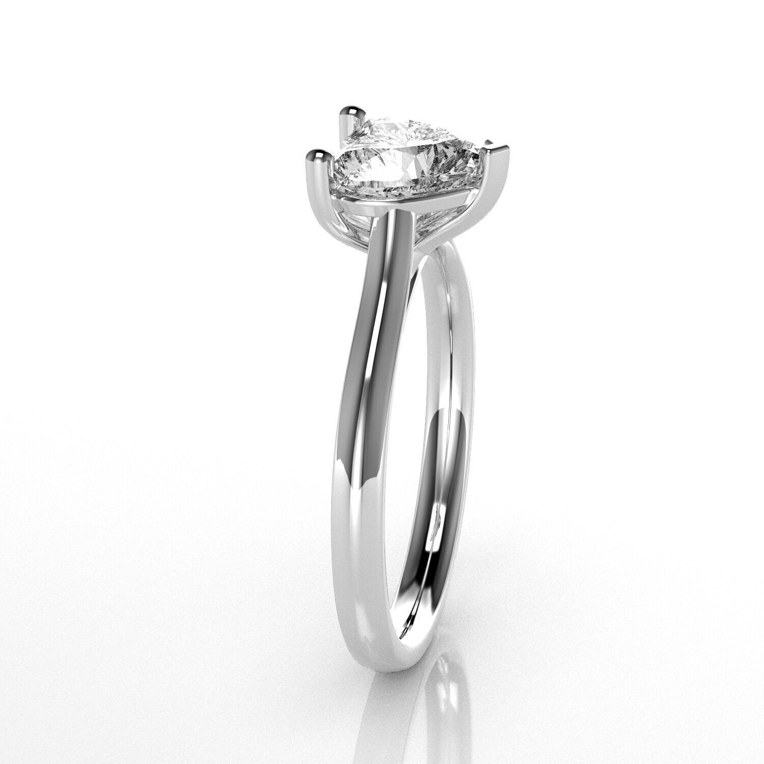 Classic Shoulder Solitaire Ring - Heart Shape - 100 ct points 3D print model_3