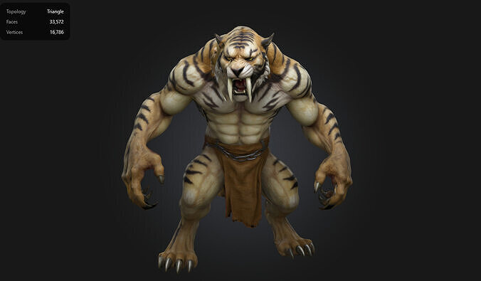 Saber Tiger Warrior Ferocious Beastman 3D Character Low-poly 3D model