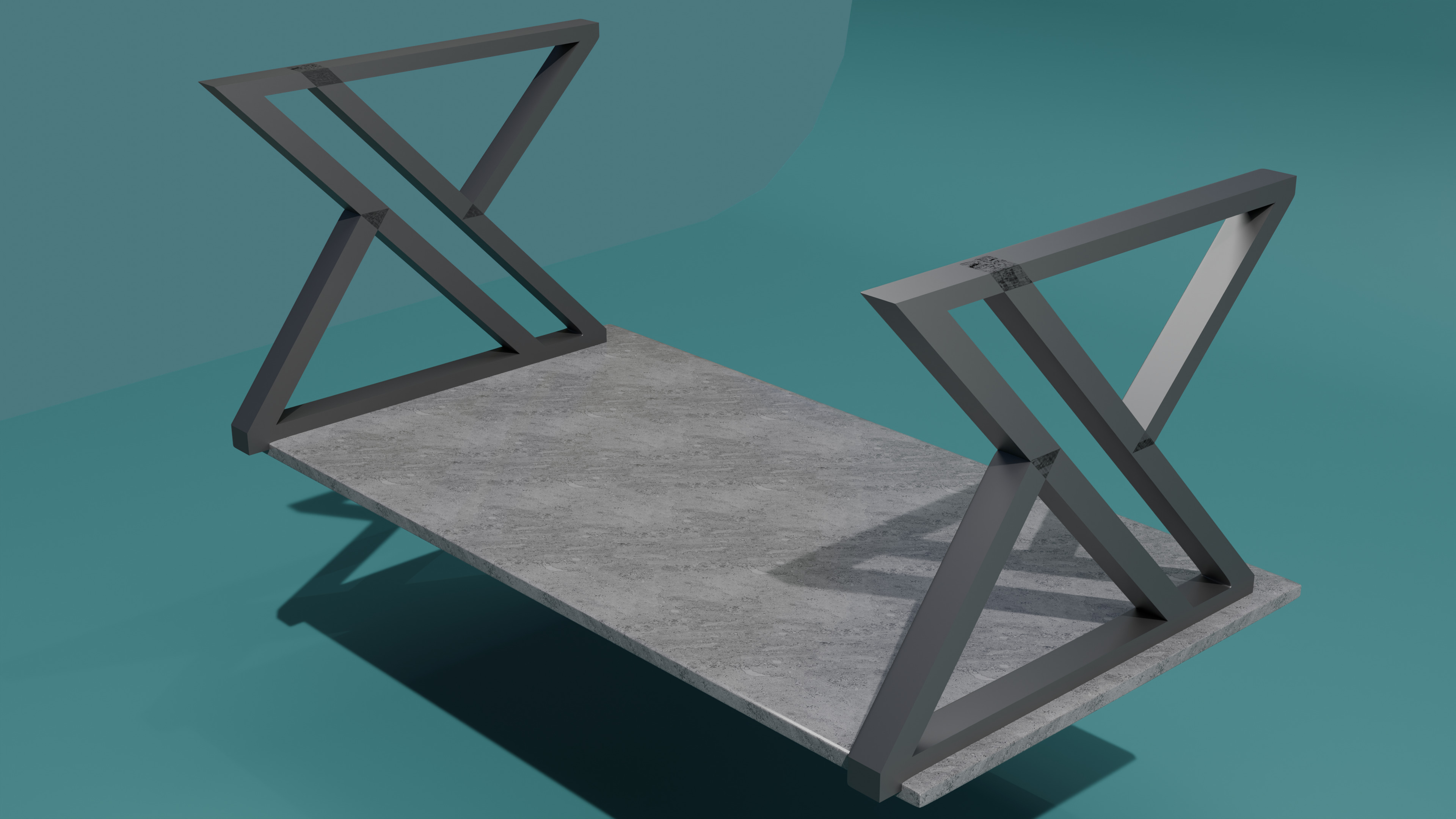 Modern Marble Tile Table Iron Legs Coffee Dining Office 3D model_4