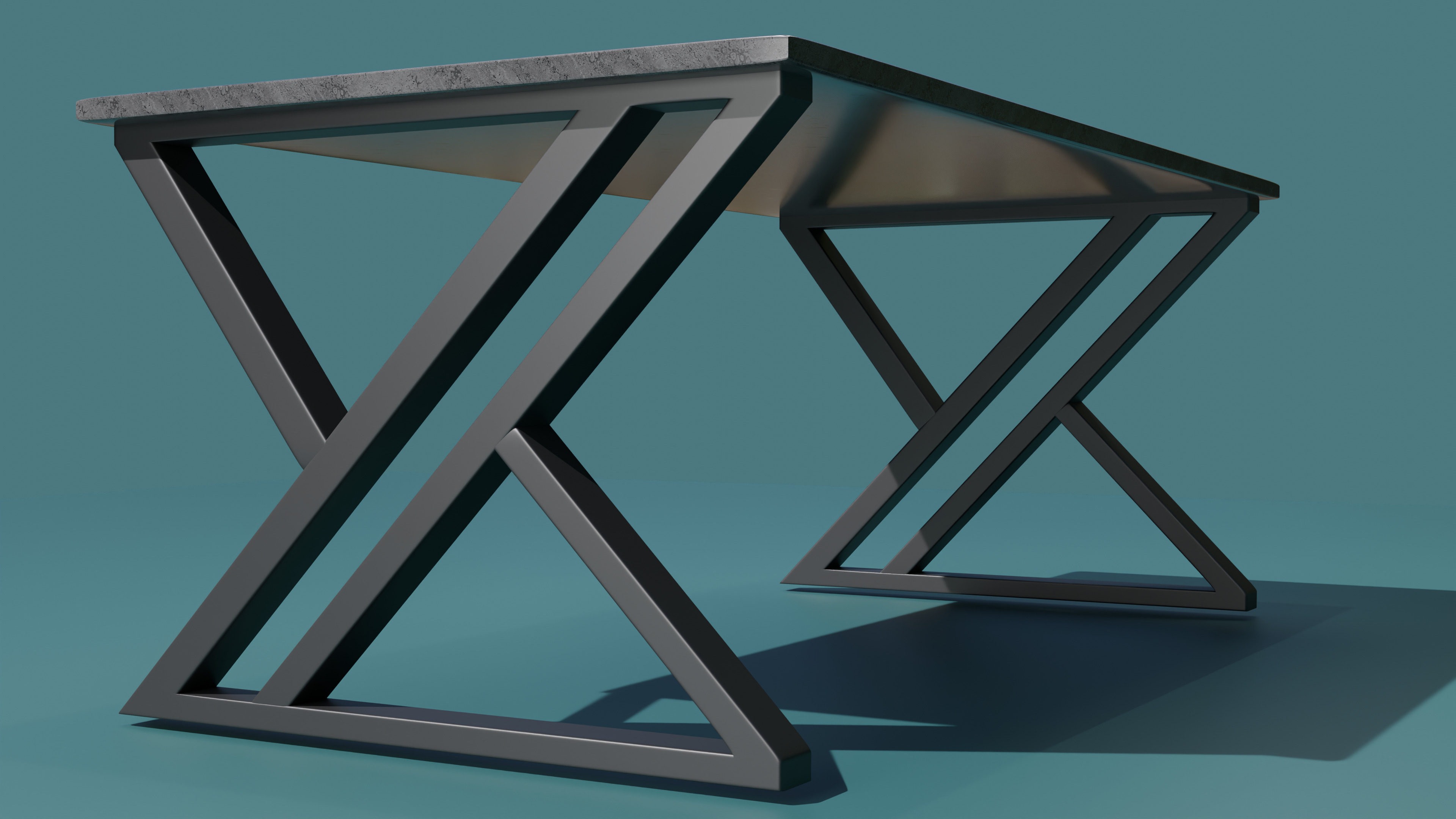 Modern Marble Tile Table Iron Legs Coffee Dining Office 3D model_2