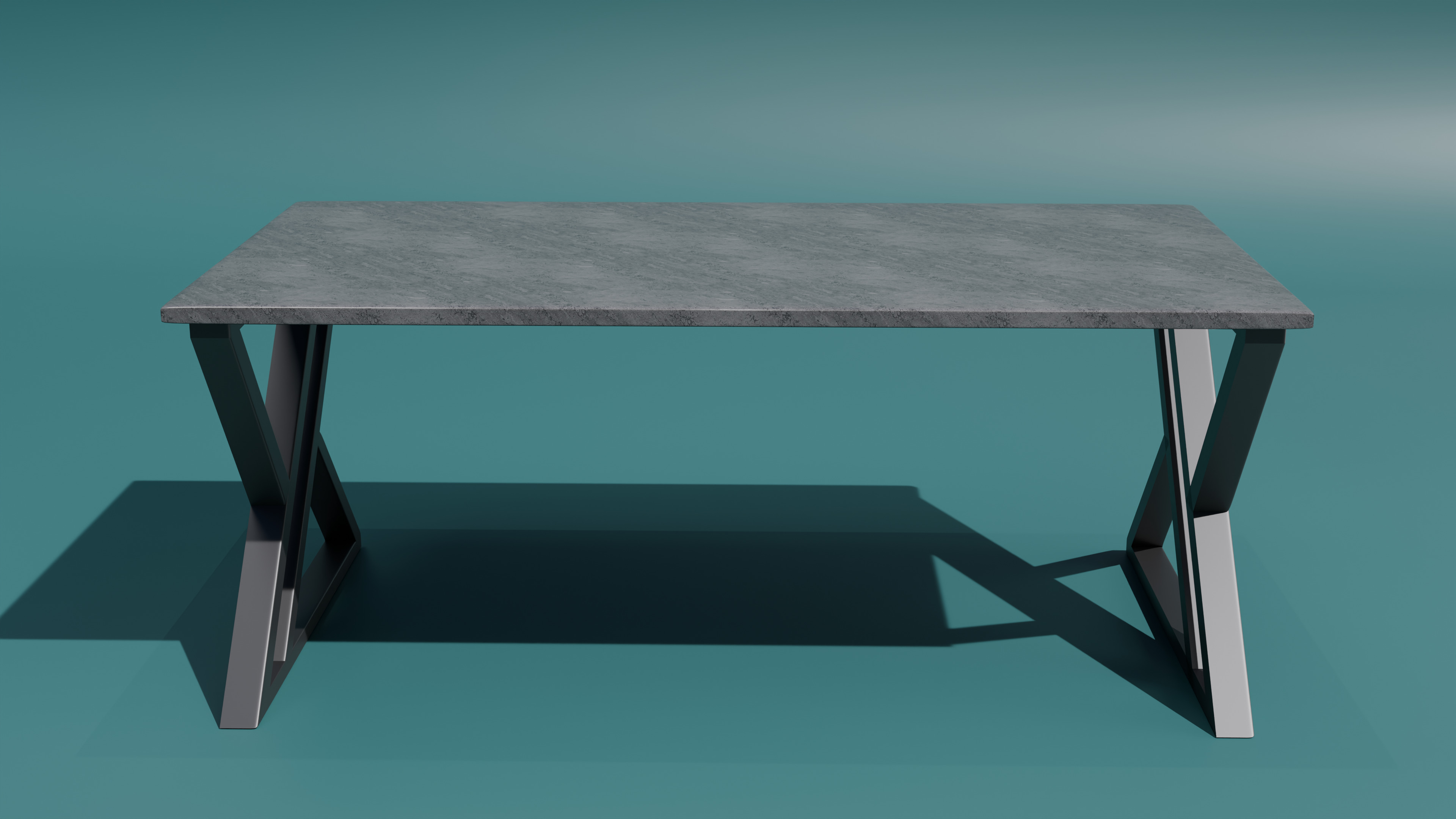 Modern Marble Tile Table Iron Legs Coffee Dining Office 3D model_1