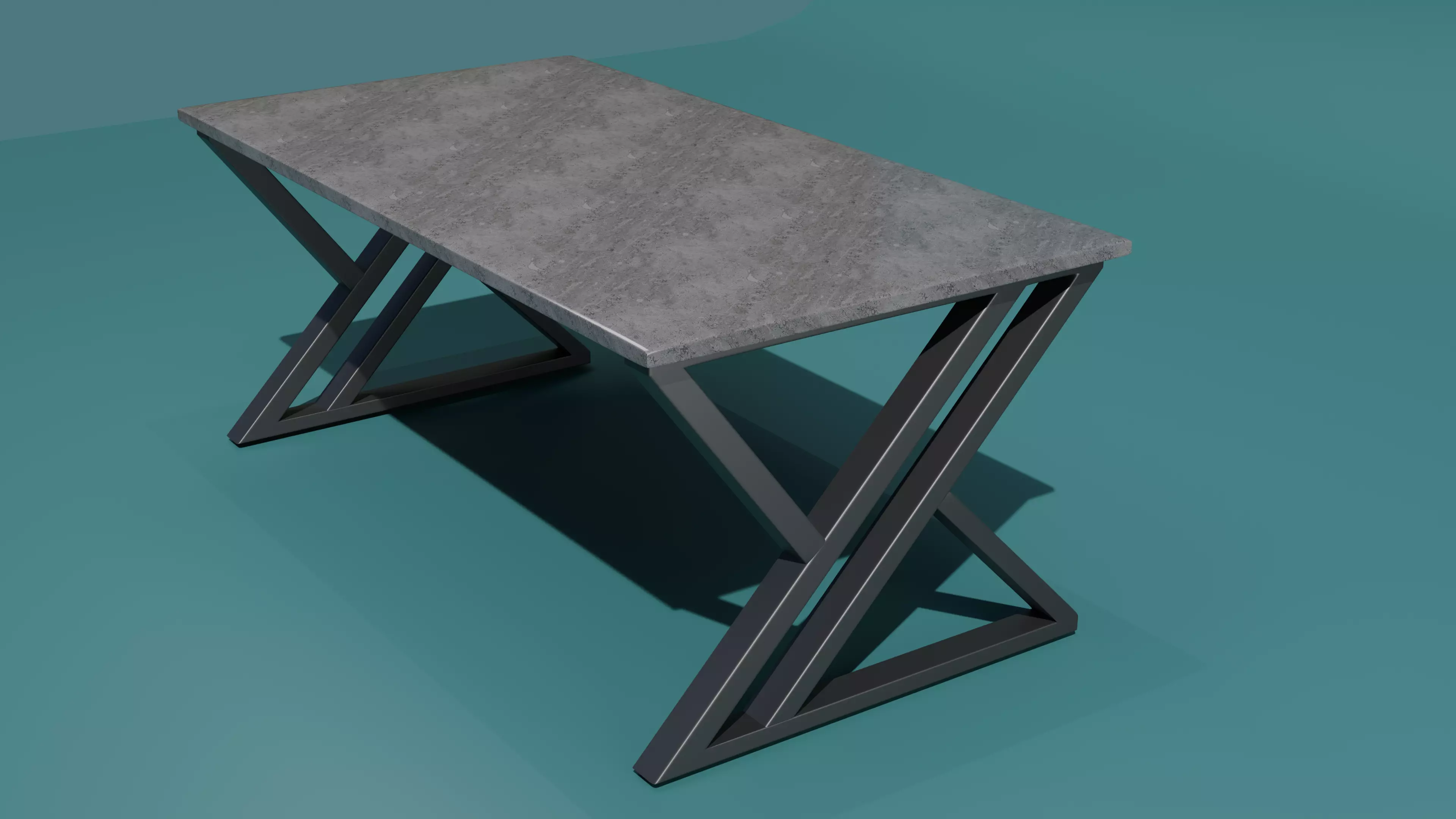 Modern Marble Tile Table Iron Legs Coffee Dining Office 3D model_0