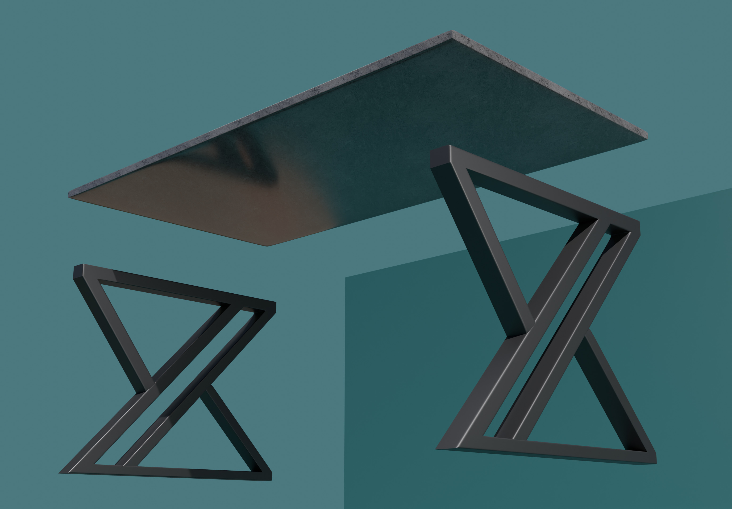 Modern Marble Tile Table Iron Legs Coffee Dining Office 3D model_5