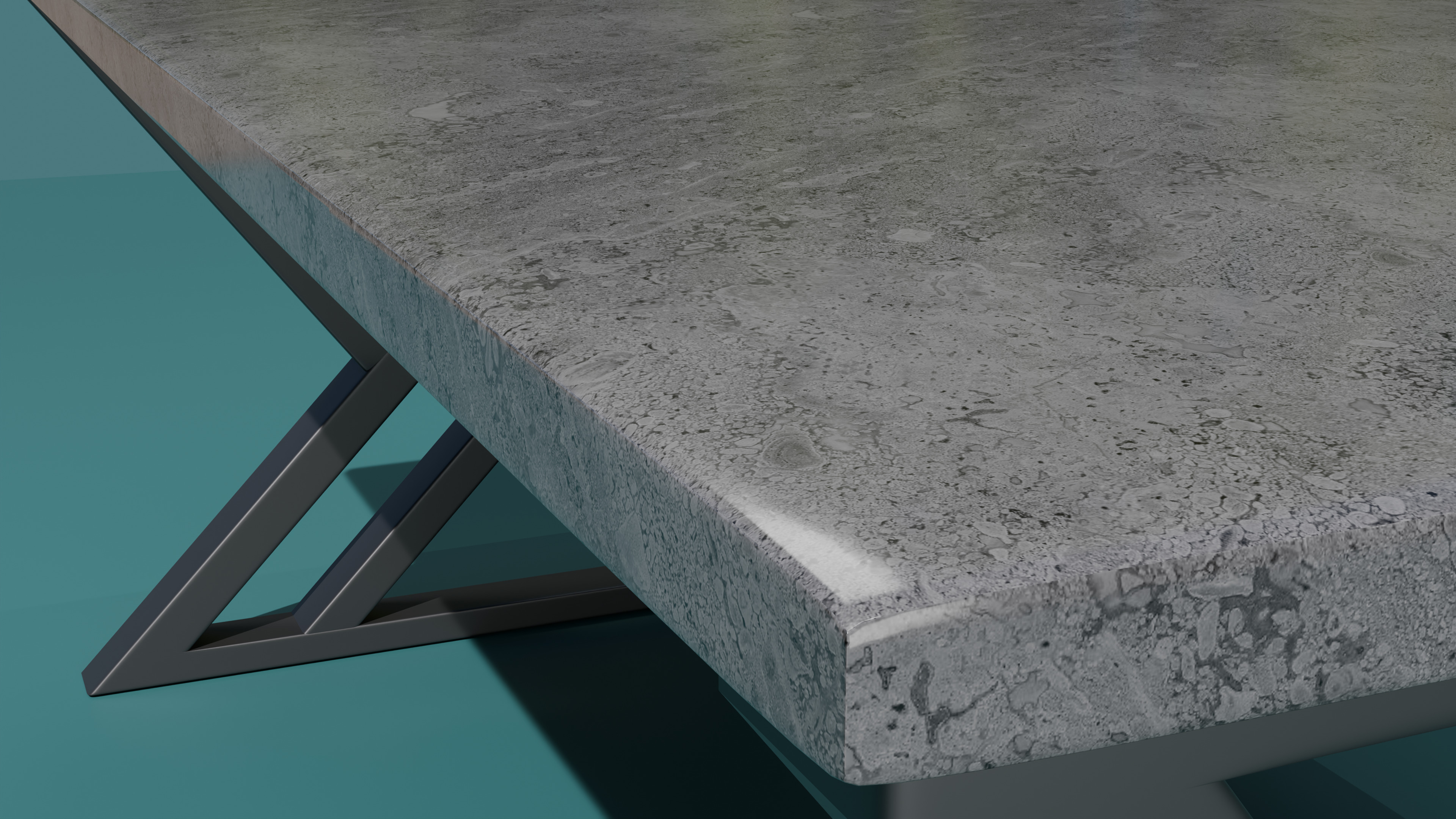 Modern Marble Tile Table Iron Legs Coffee Dining Office 3D model_6