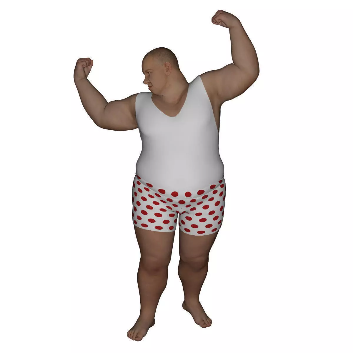 Realistic Fat Man - Rigged and Dressed Low-poly 3D model_0
