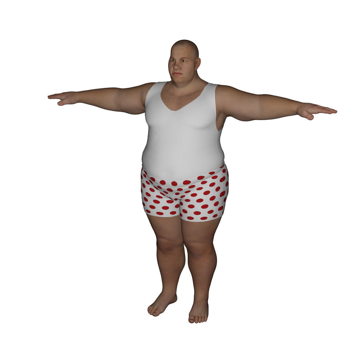 Realistic Fat Man - Rigged and Dressed Low-poly 3D model_1