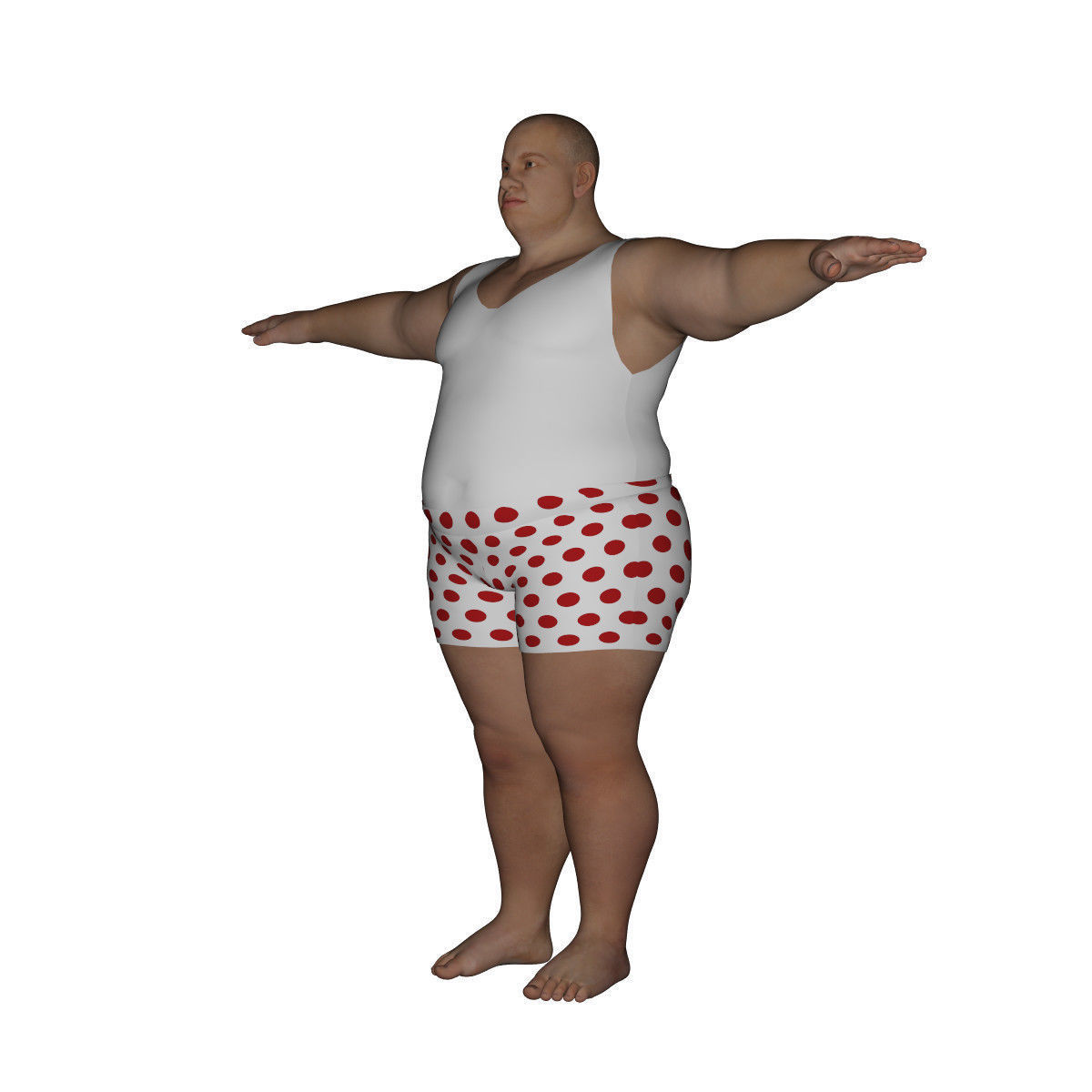 Realistic Fat Man - Rigged and Dressed Low-poly 3D model_3