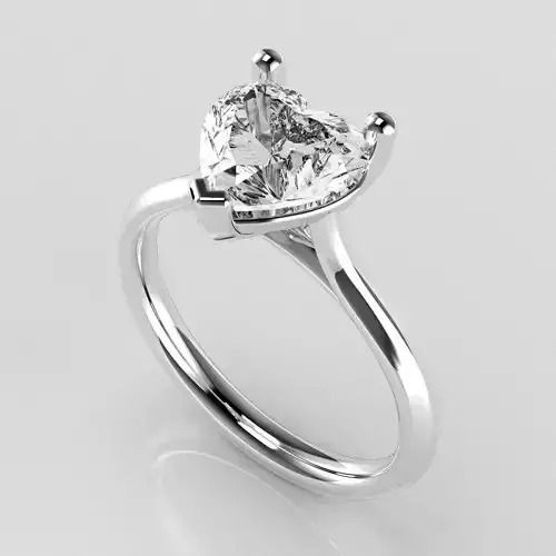 Classic Shoulder Solitaire Ring - Heart Shape - 200 ct points
