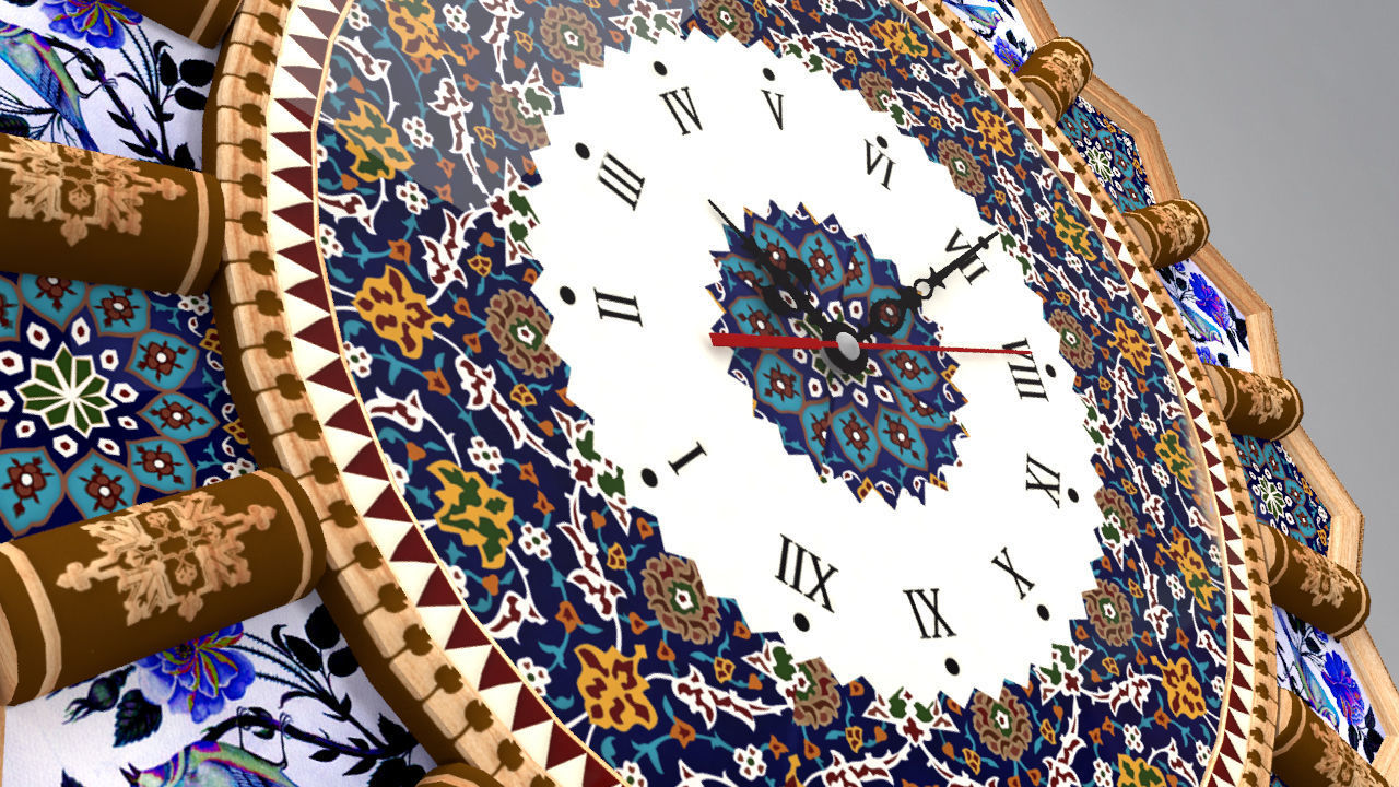 Iranian clock Free low-poly 3D model_1