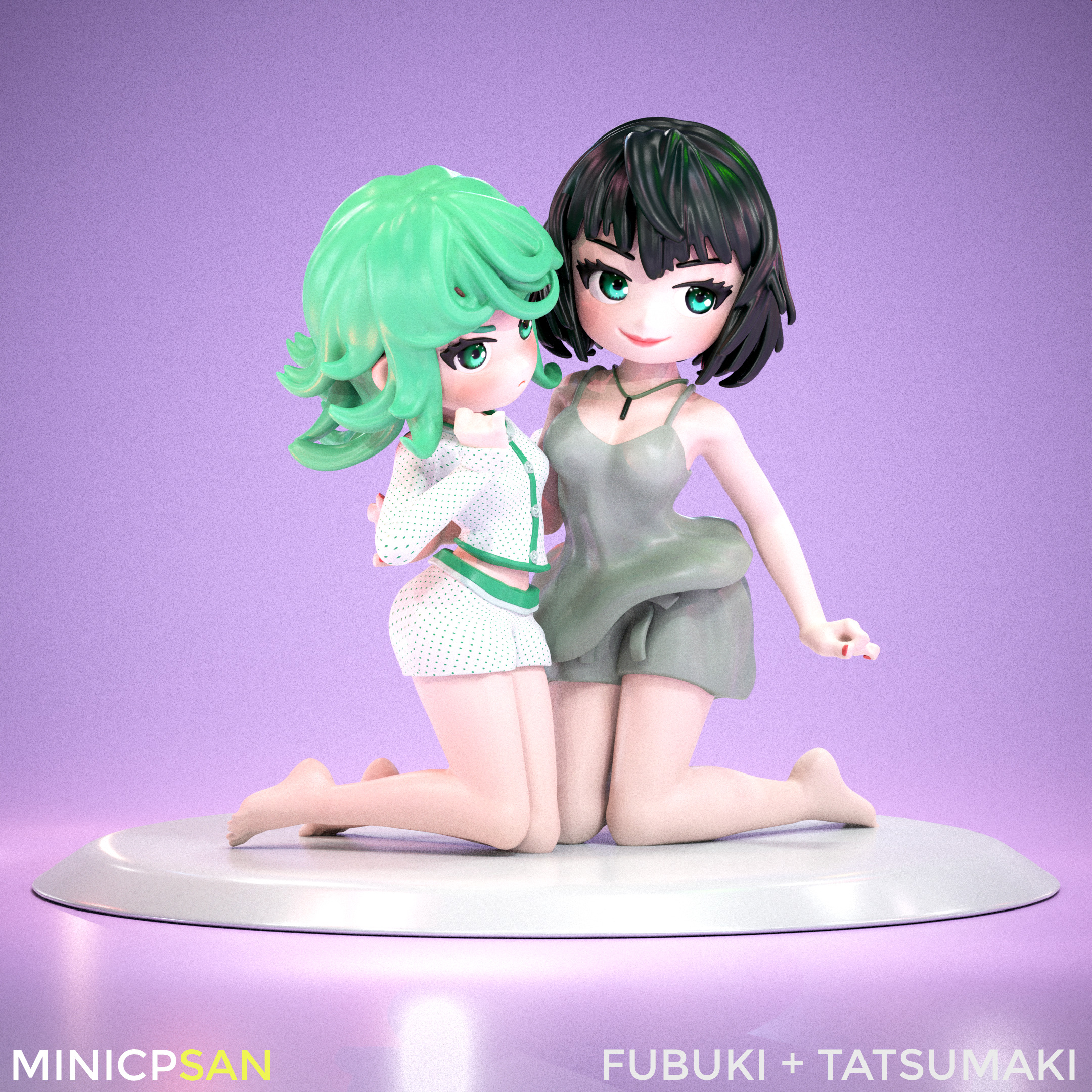 Fubuki and Tatsumaki - Sleepy Pajama Party - One Punch Man 3D print model_7