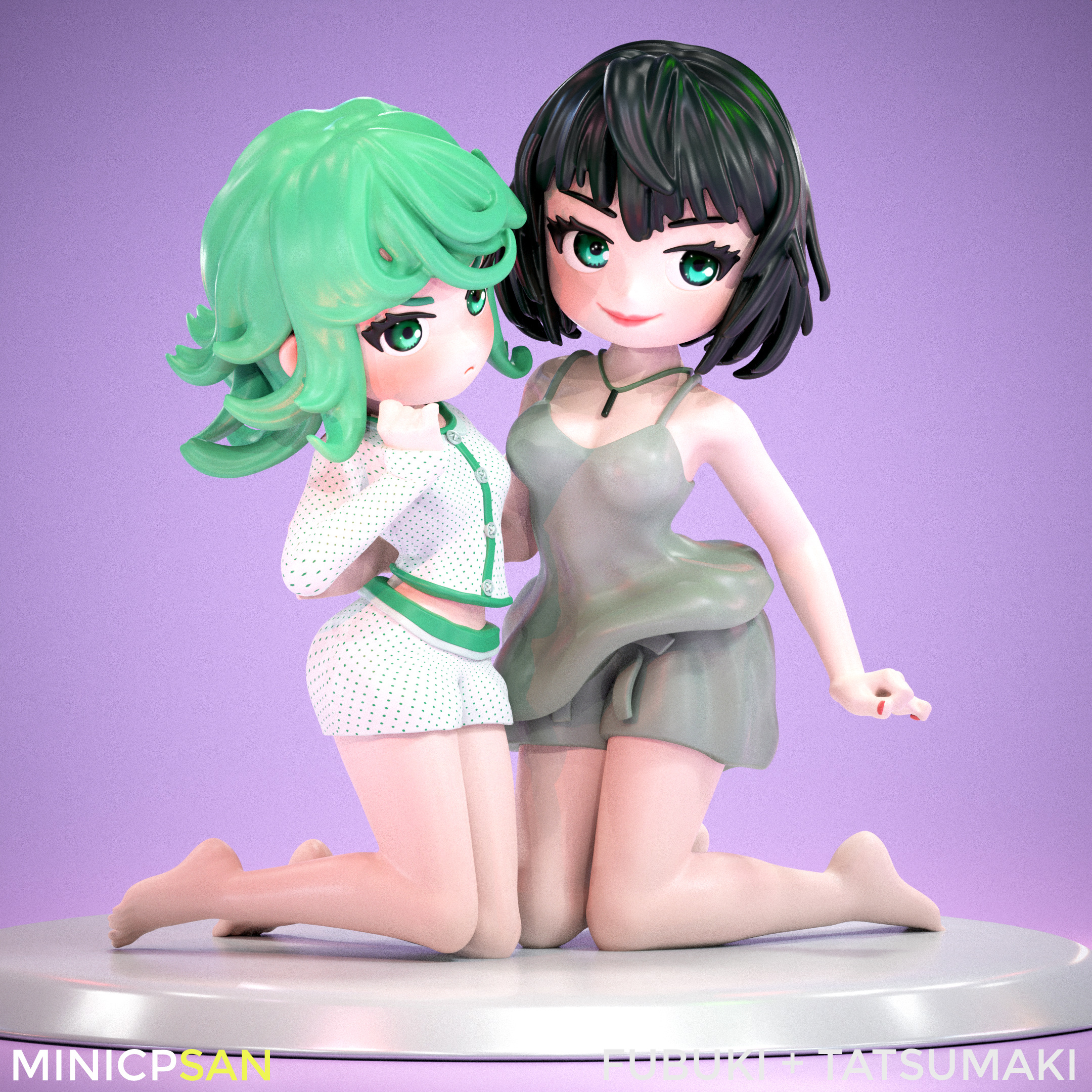 Fubuki and Tatsumaki - Sleepy Pajama Party - One Punch Man 3D print model_10