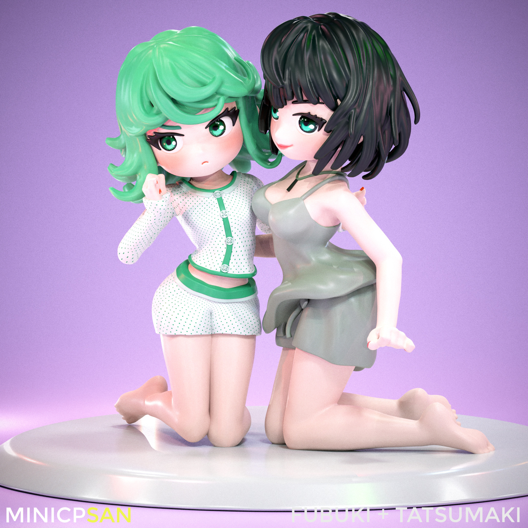 Fubuki and Tatsumaki - Sleepy Pajama Party - One Punch Man 3D print model_9