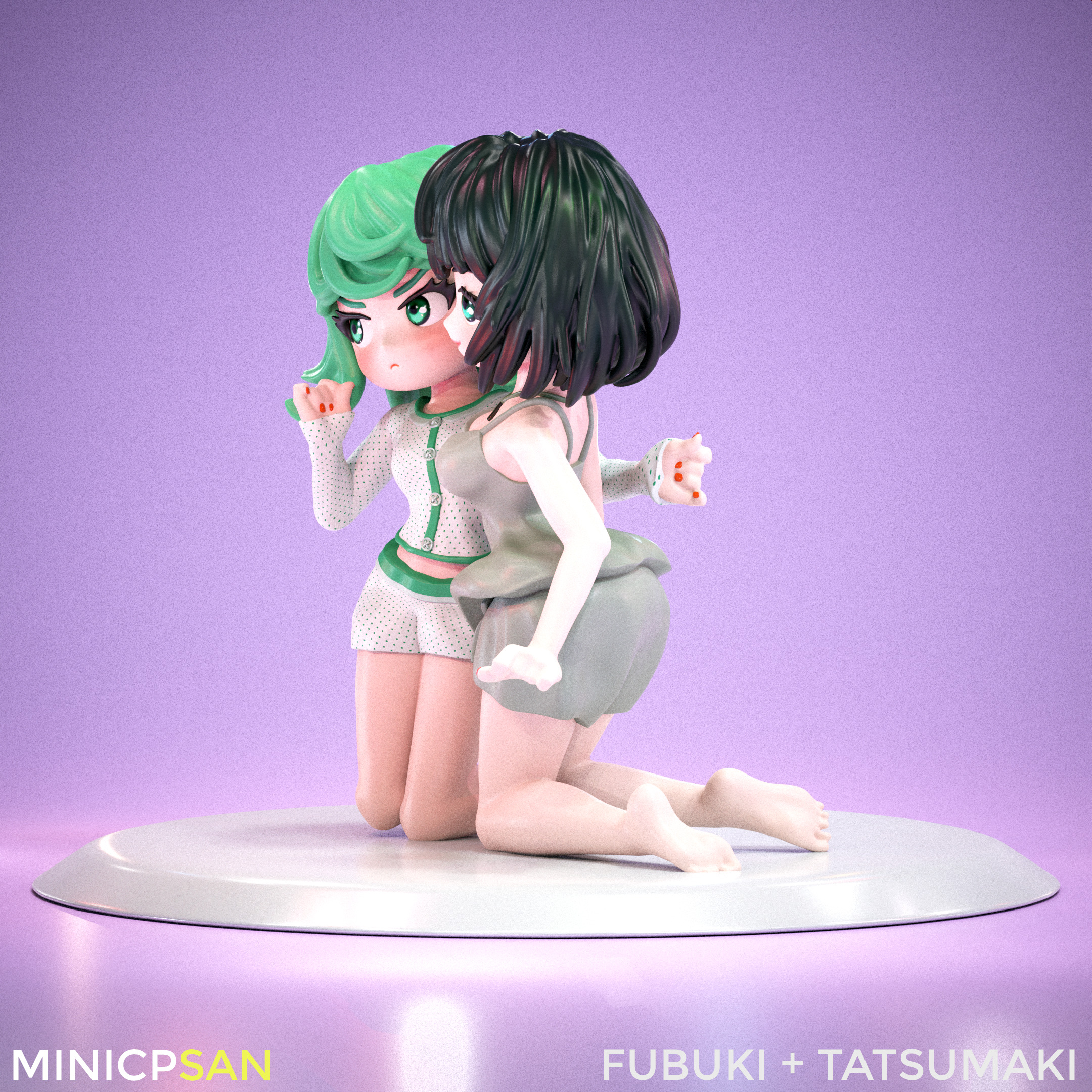 Fubuki and Tatsumaki - Sleepy Pajama Party - One Punch Man 3D print model_2