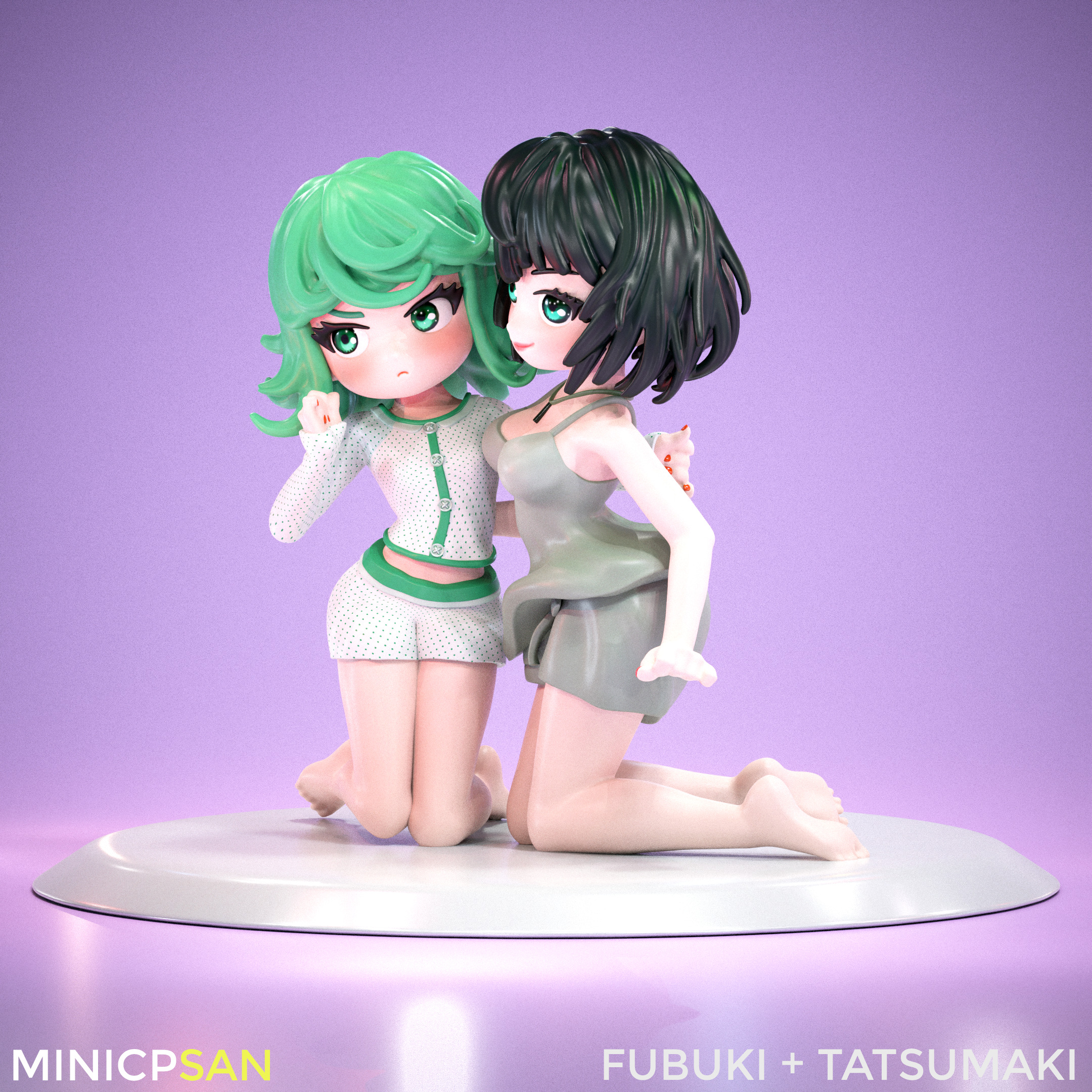 Fubuki and Tatsumaki - Sleepy Pajama Party - One Punch Man 3D print model_1