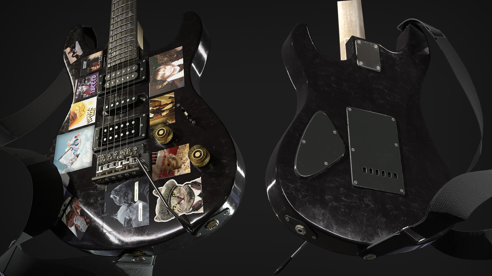 Electric Guitar YAMAHA Custom Low-poly 3D model_1
