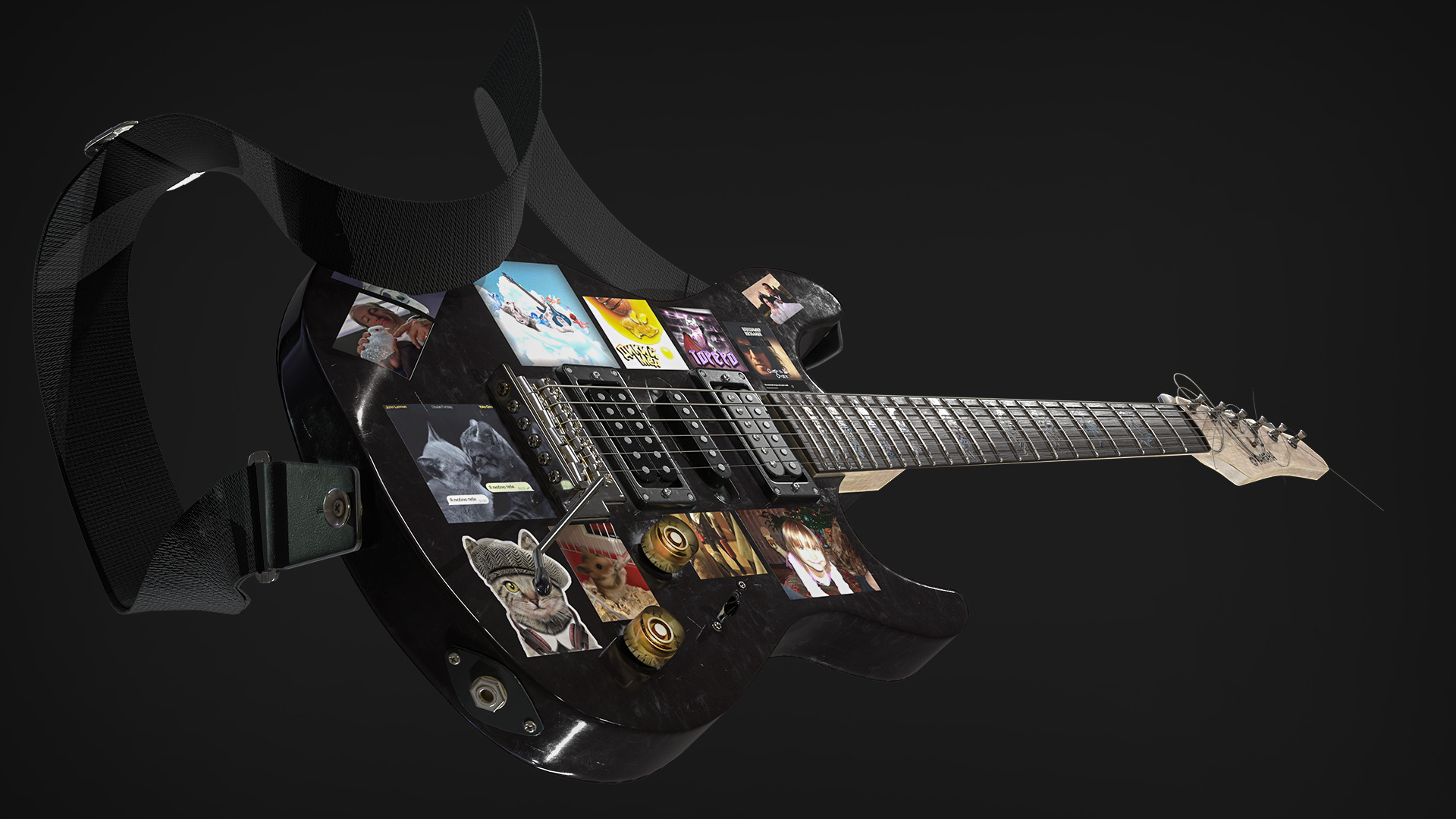 Electric Guitar YAMAHA Custom Low-poly 3D model_2