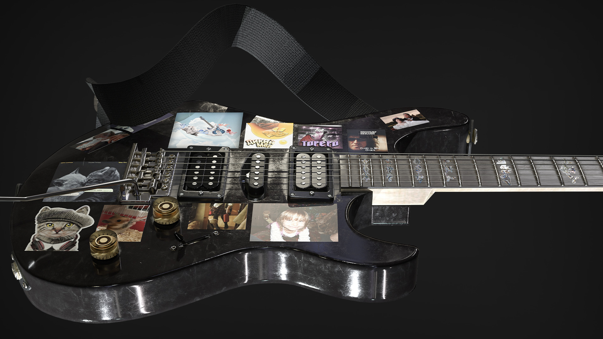 Electric Guitar YAMAHA Custom Low-poly 3D model_3