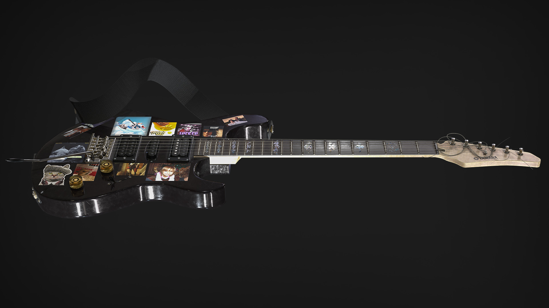 Electric Guitar YAMAHA Custom Low-poly 3D model_10
