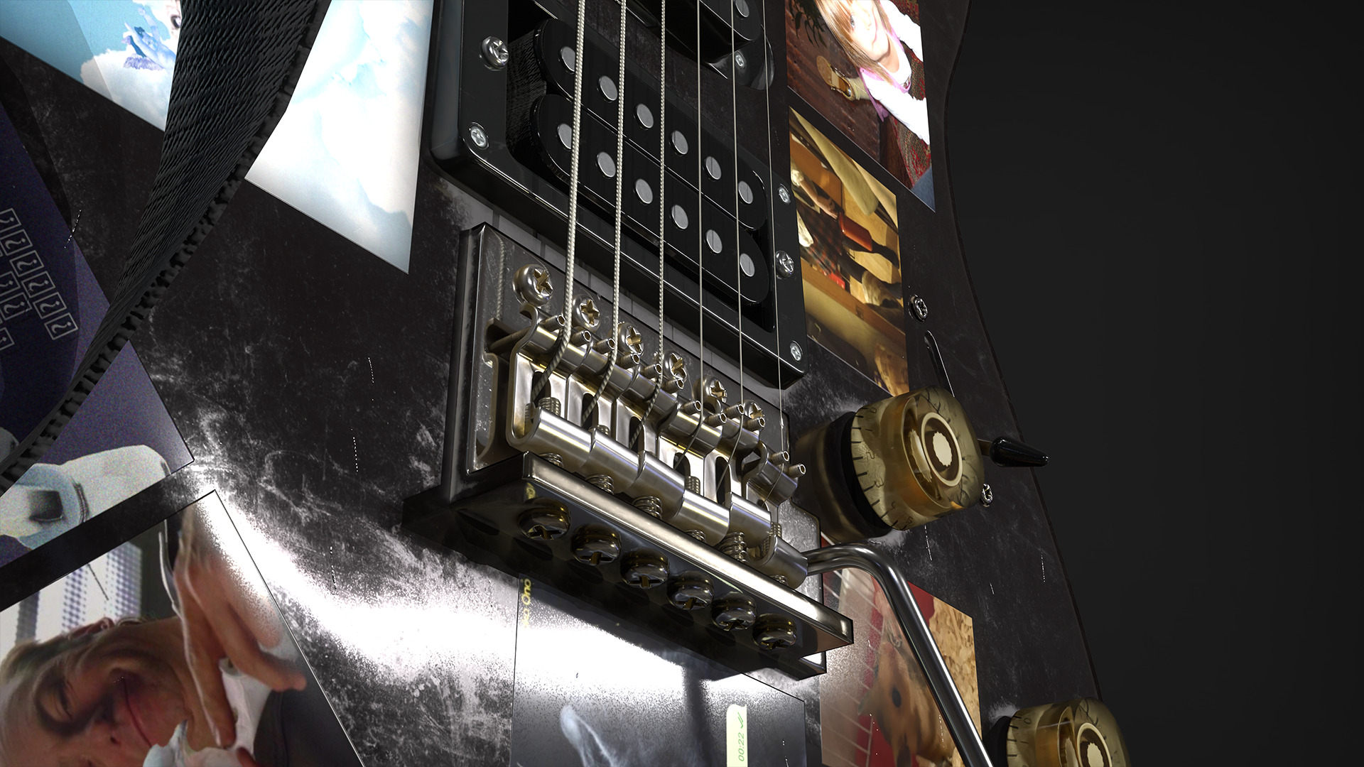 Electric Guitar YAMAHA Custom Low-poly 3D model_6