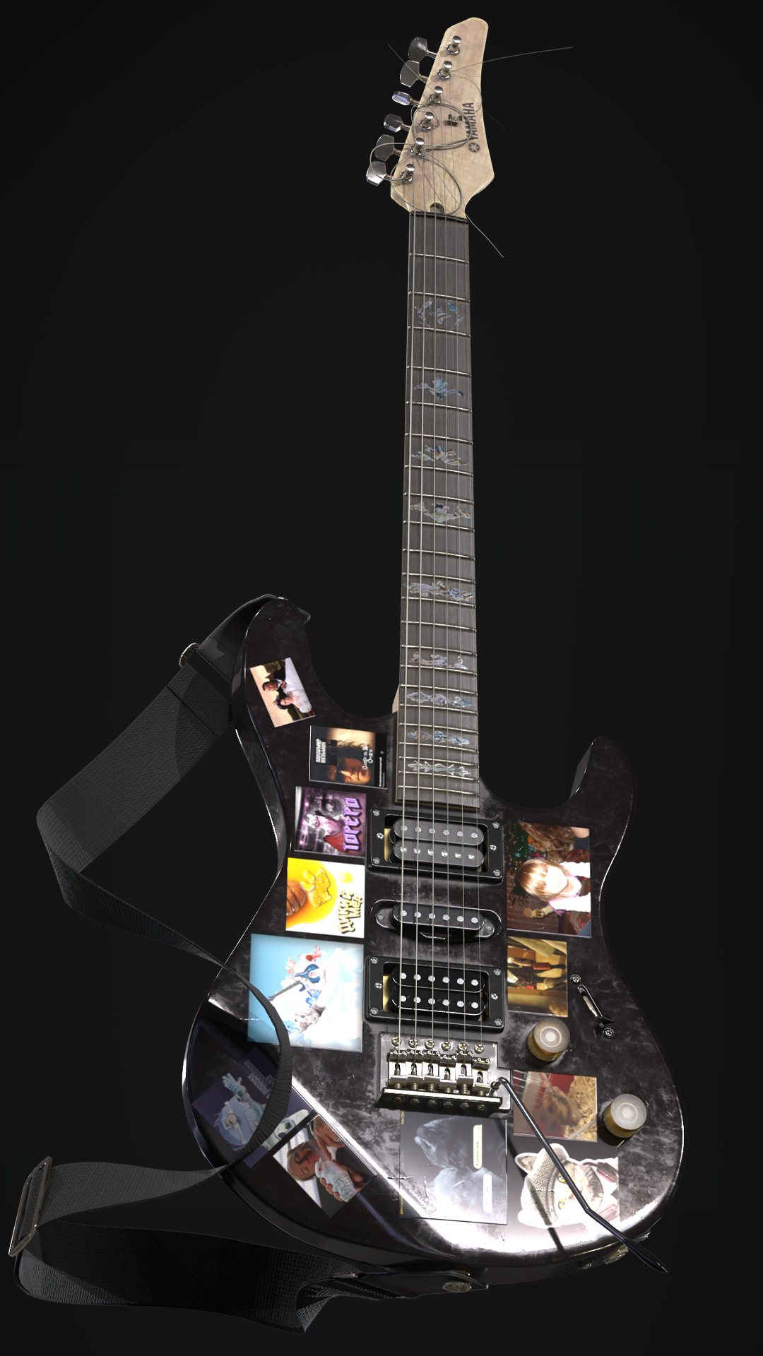 Electric Guitar YAMAHA Custom Low-poly 3D model_12