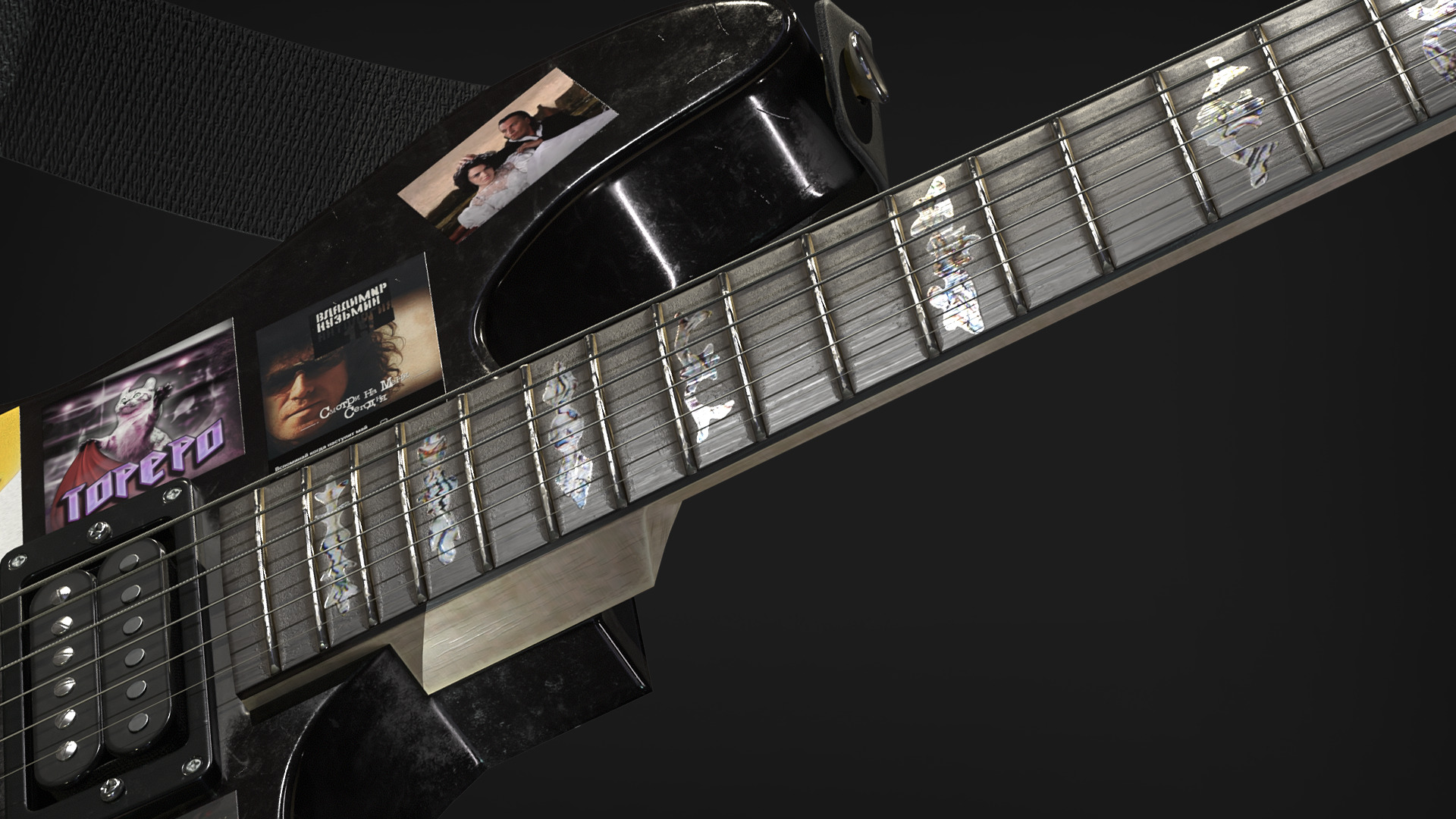 Electric Guitar YAMAHA Custom Low-poly 3D model_4