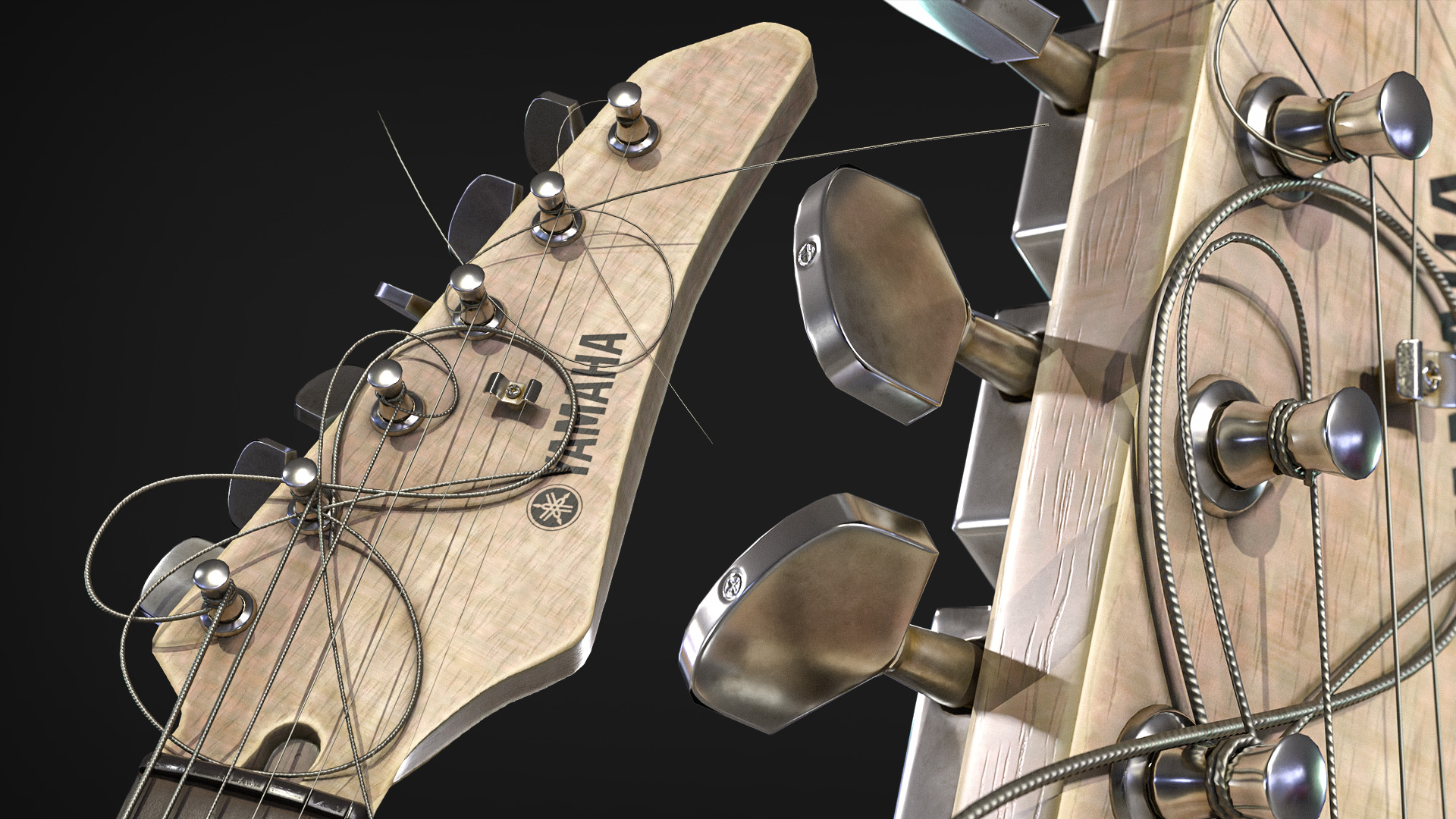 Electric Guitar YAMAHA Custom Low-poly 3D model_8