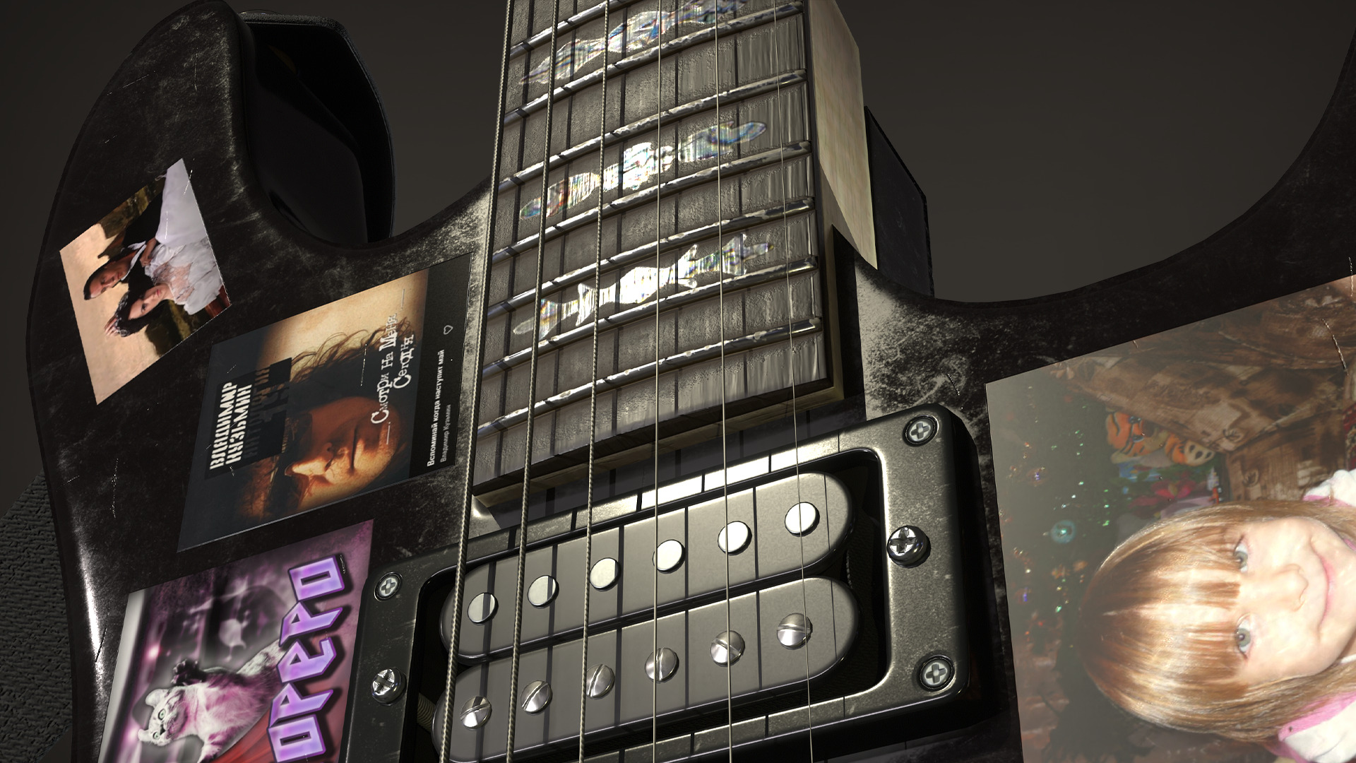 Electric Guitar YAMAHA Custom Low-poly 3D model_5