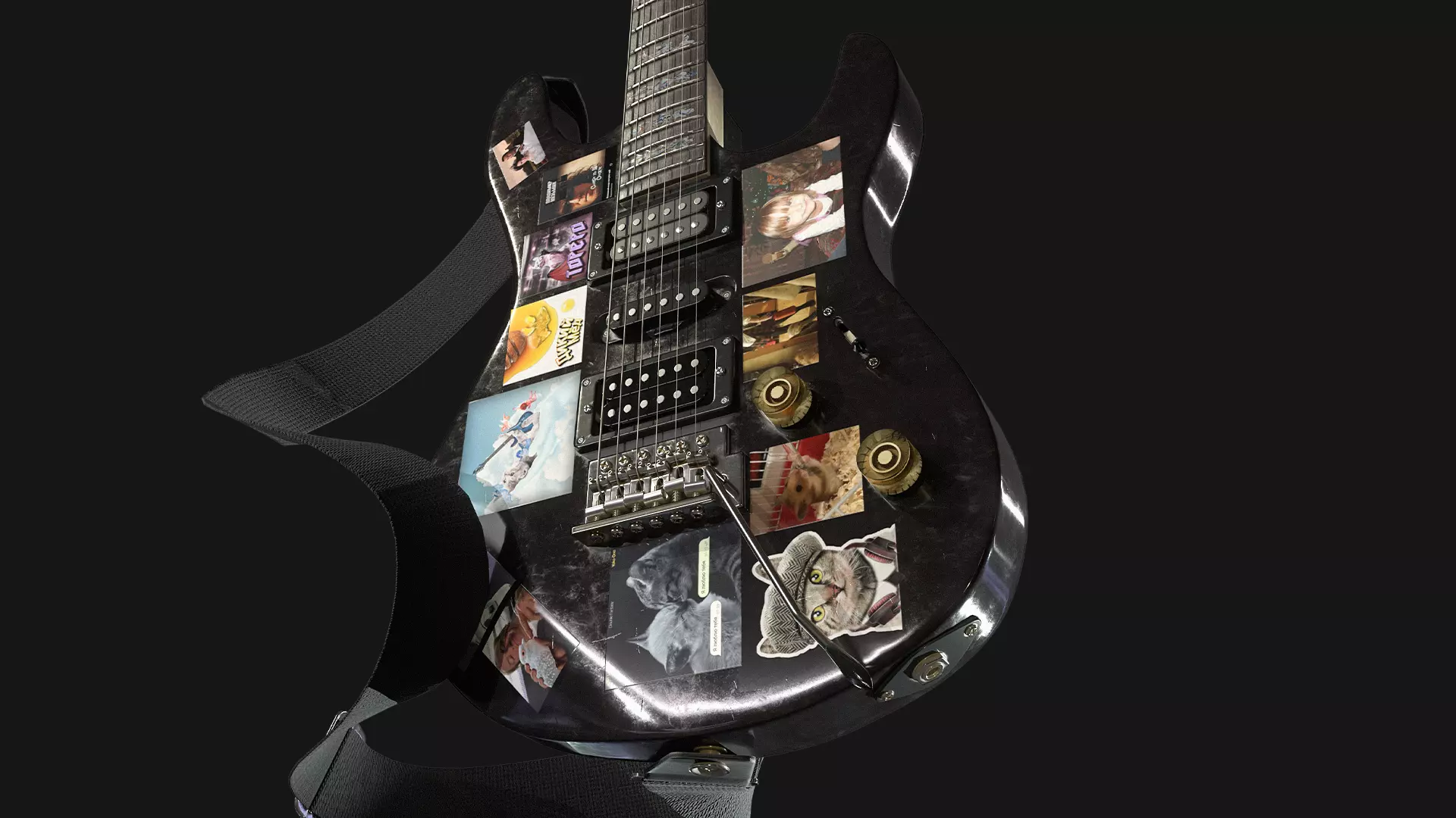 Electric Guitar YAMAHA Custom Low-poly 3D model_0