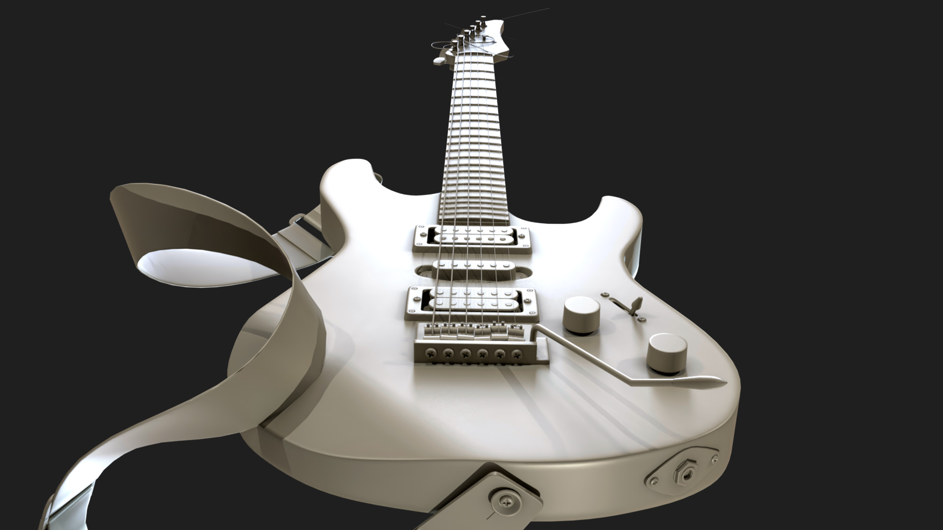 Electric Guitar YAMAHA Custom Low-poly 3D model_17