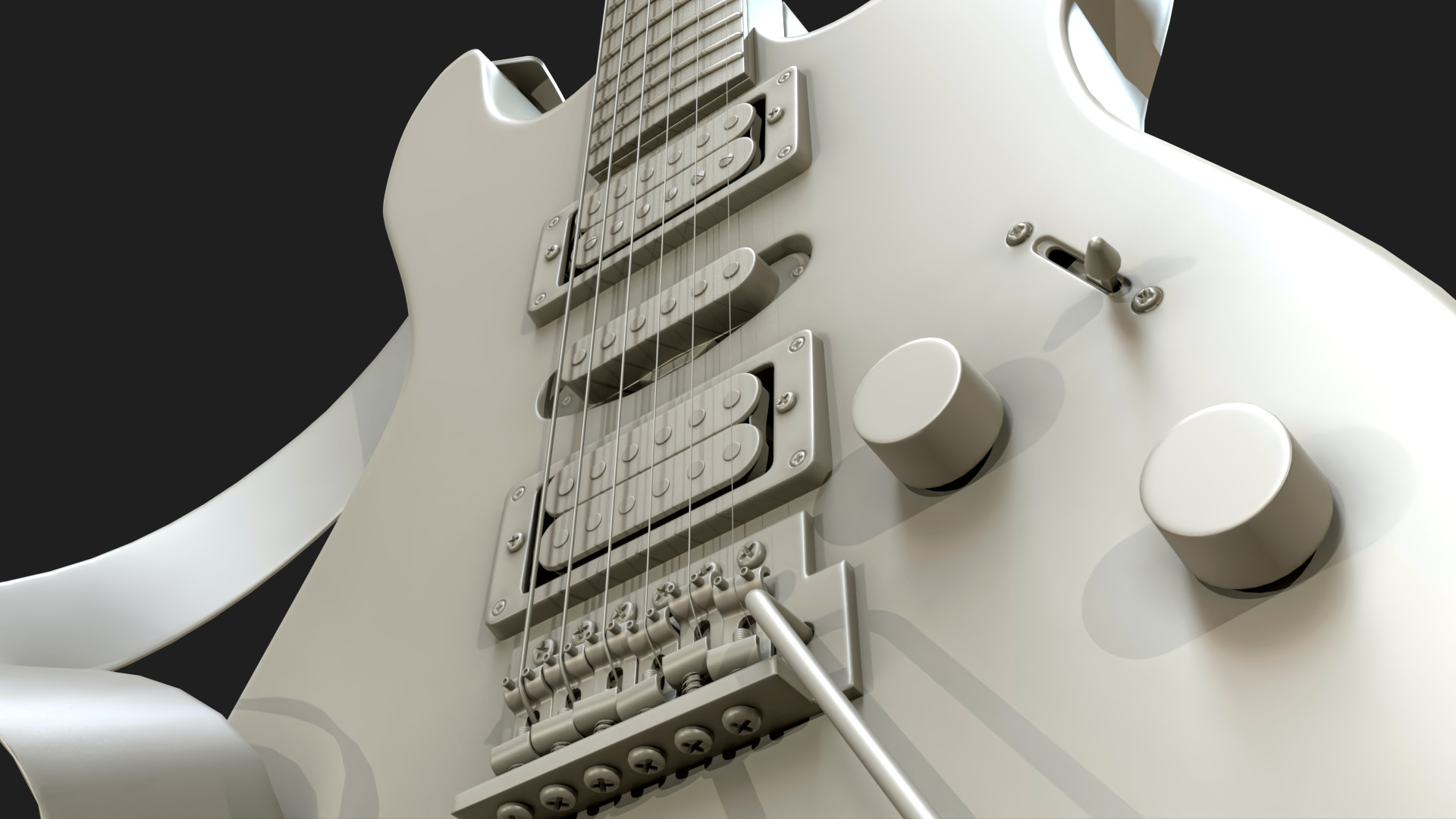 Electric Guitar YAMAHA Custom Low-poly 3D model_16
