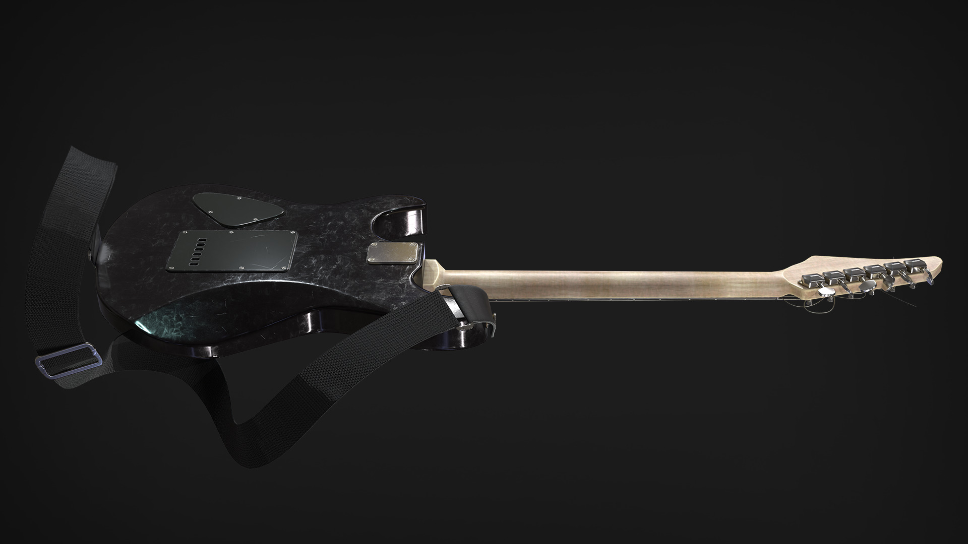 Electric Guitar YAMAHA Custom Low-poly 3D model_11