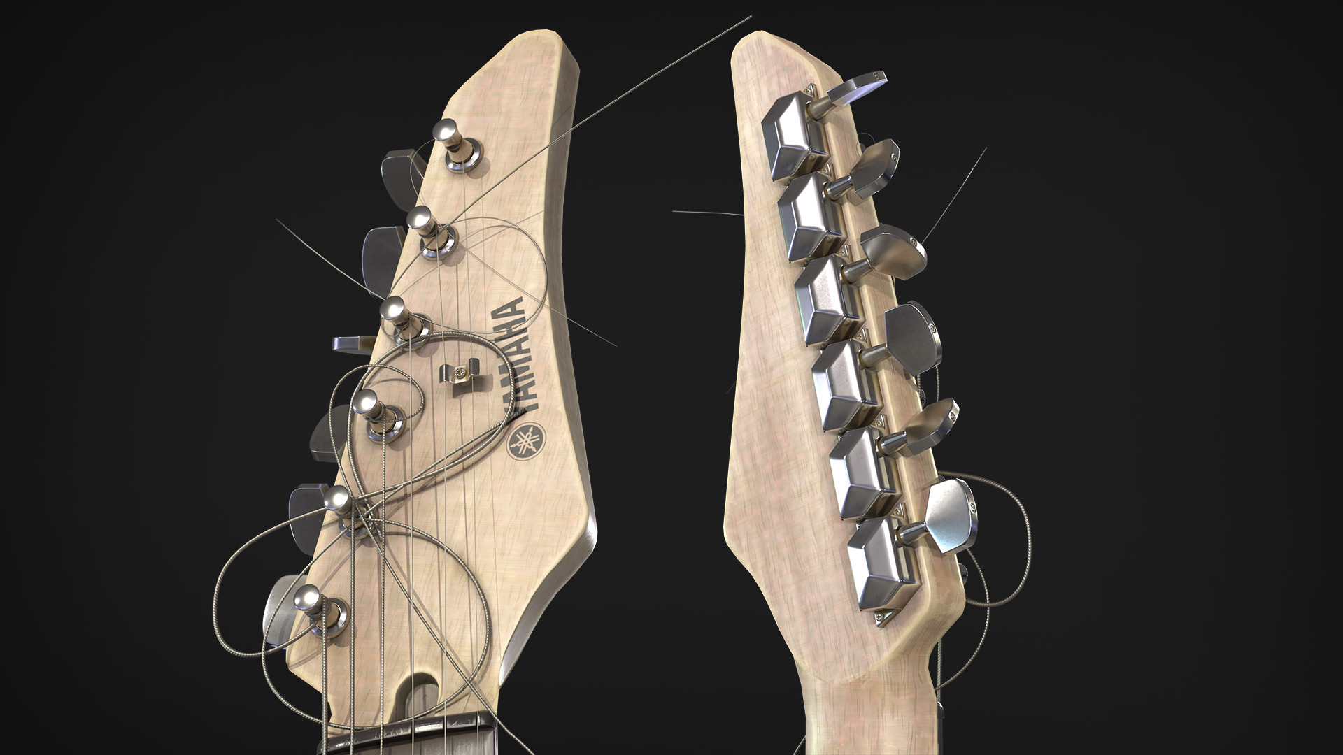 Electric Guitar YAMAHA Custom Low-poly 3D model_7