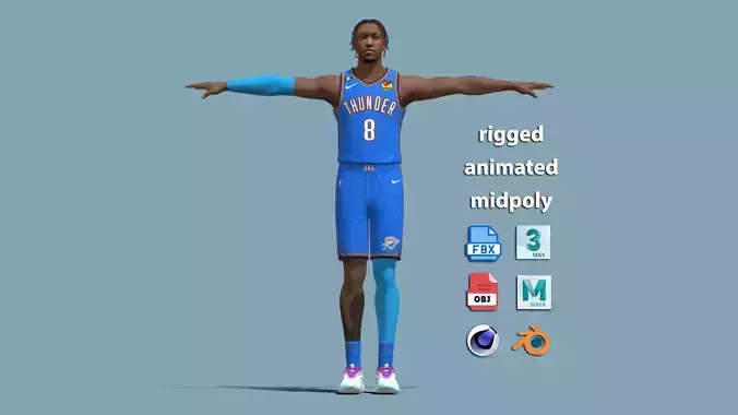 T-Pose Rigged Jalen Williams Oklahoma 3D model