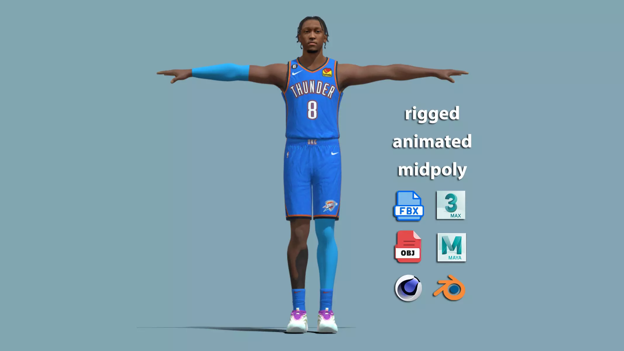 T-Pose Rigged Jalen Williams Oklahoma 3D model