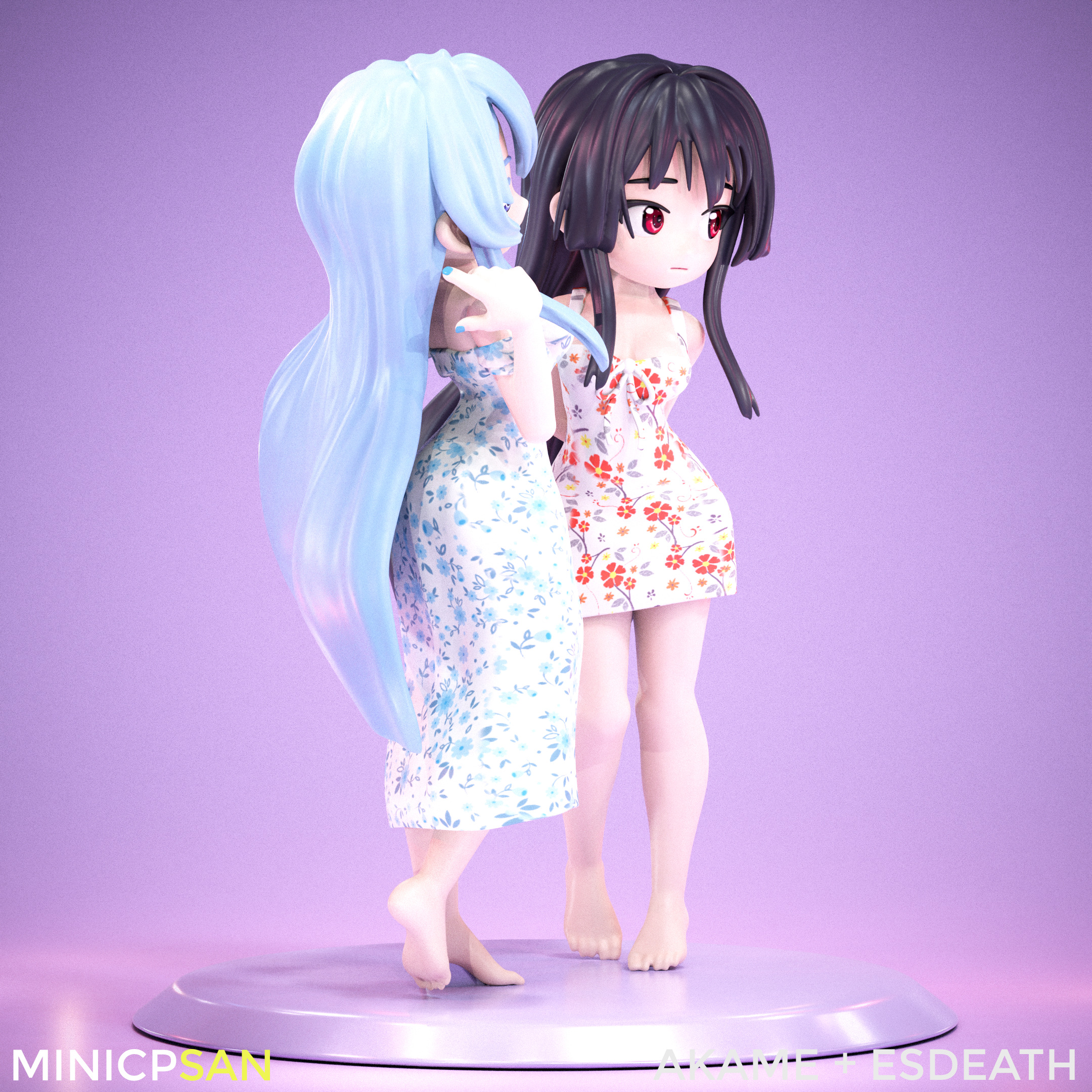 Akame and Esdeath - Cute Summer Showdown - Akame ga Kill 3D print model_6