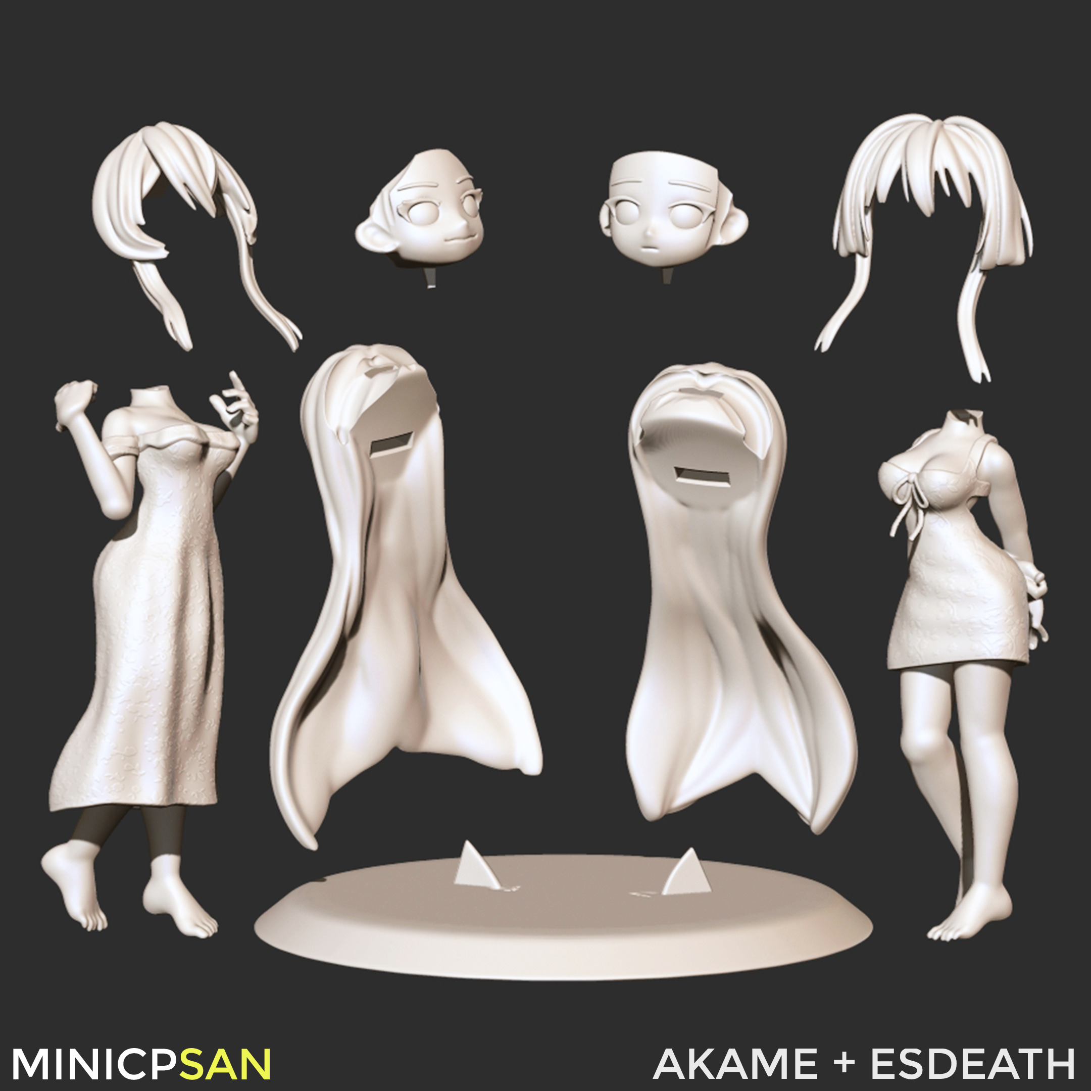 Akame and Esdeath - Cute Summer Showdown - Akame ga Kill 3D print model_12
