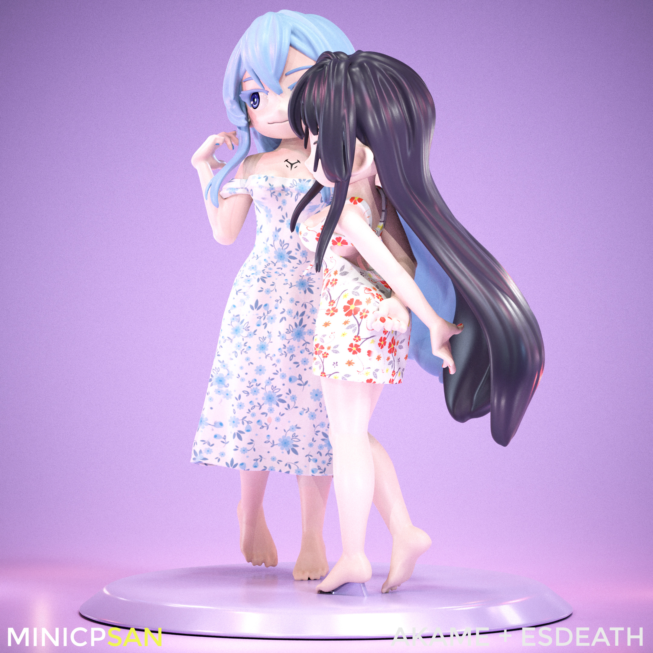 Akame and Esdeath - Cute Summer Showdown - Akame ga Kill 3D print model_2