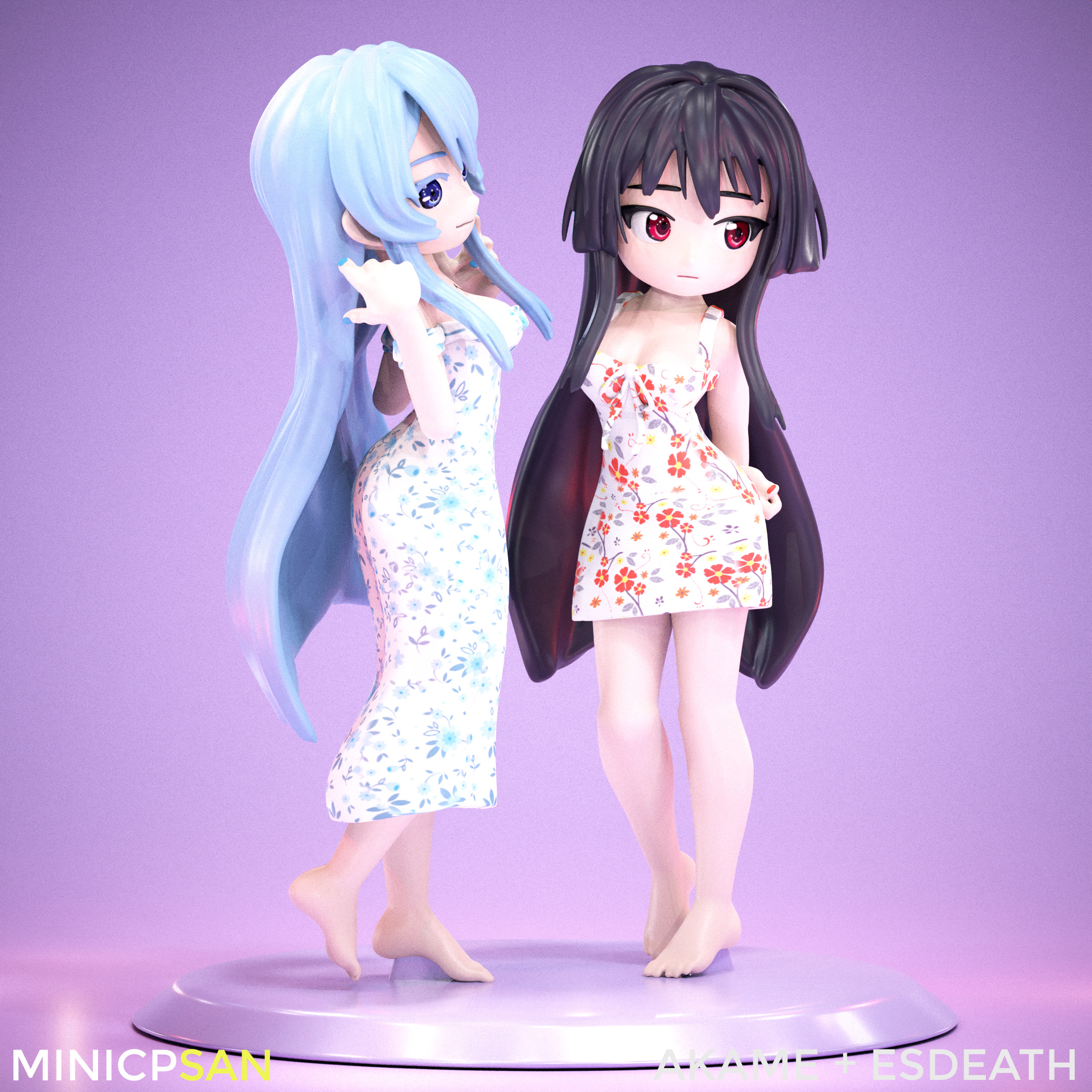Akame and Esdeath - Cute Summer Showdown - Akame ga Kill 3D print model_7