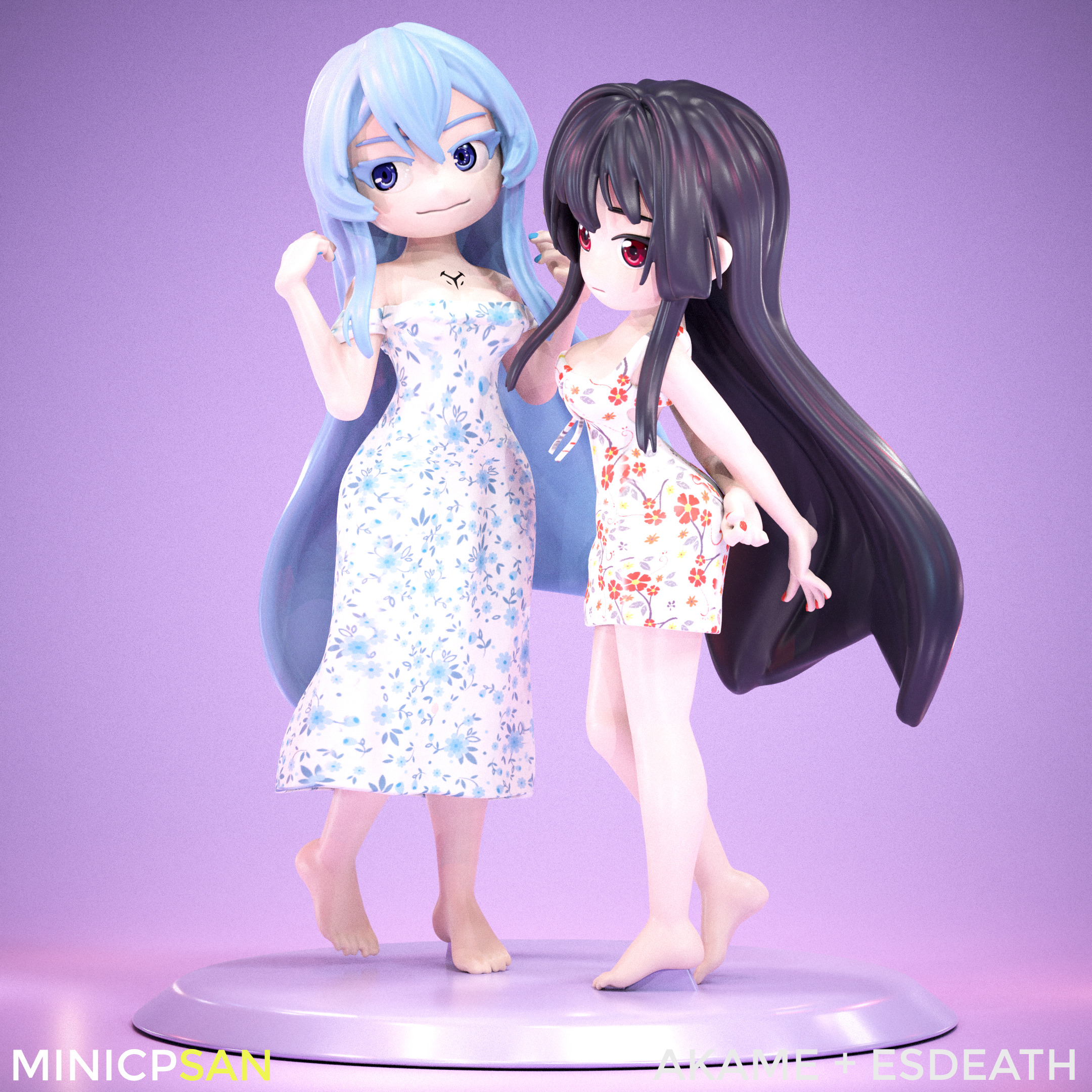 Akame and Esdeath - Cute Summer Showdown - Akame ga Kill 3D print model_1