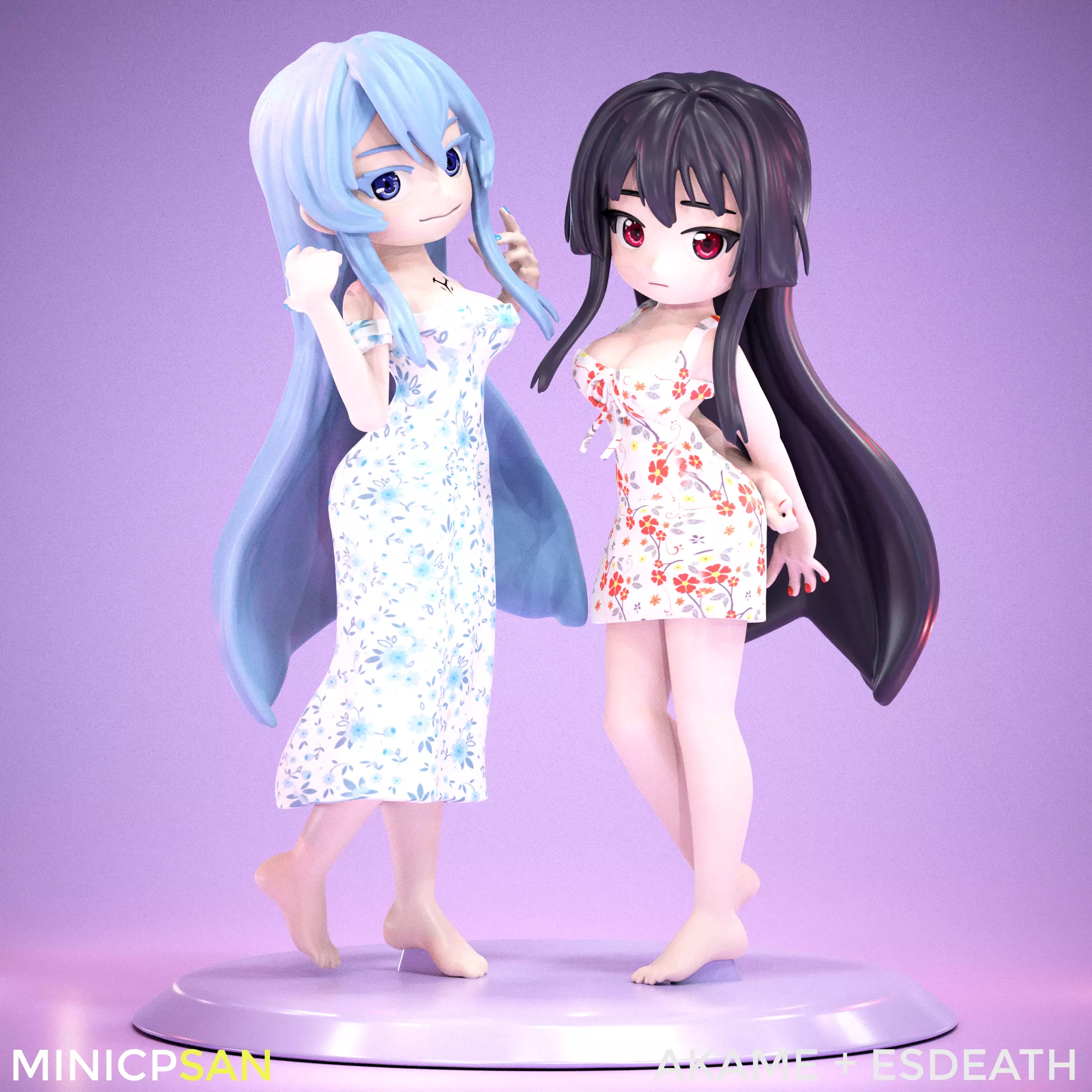 Akame and Esdeath - Cute Summer Showdown - Akame ga Kill 3D print model_0