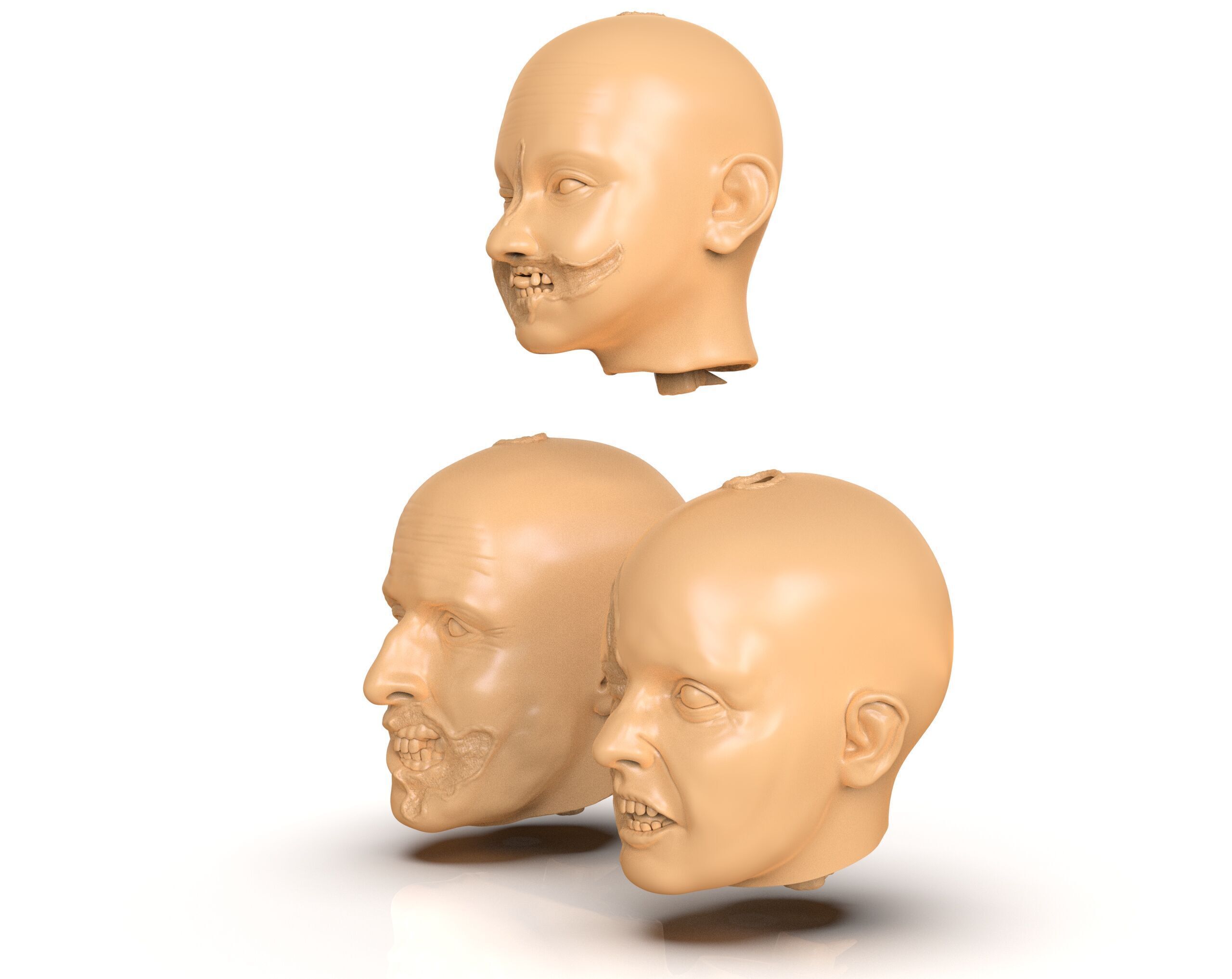 Family Zombie Heads 3D print model_5