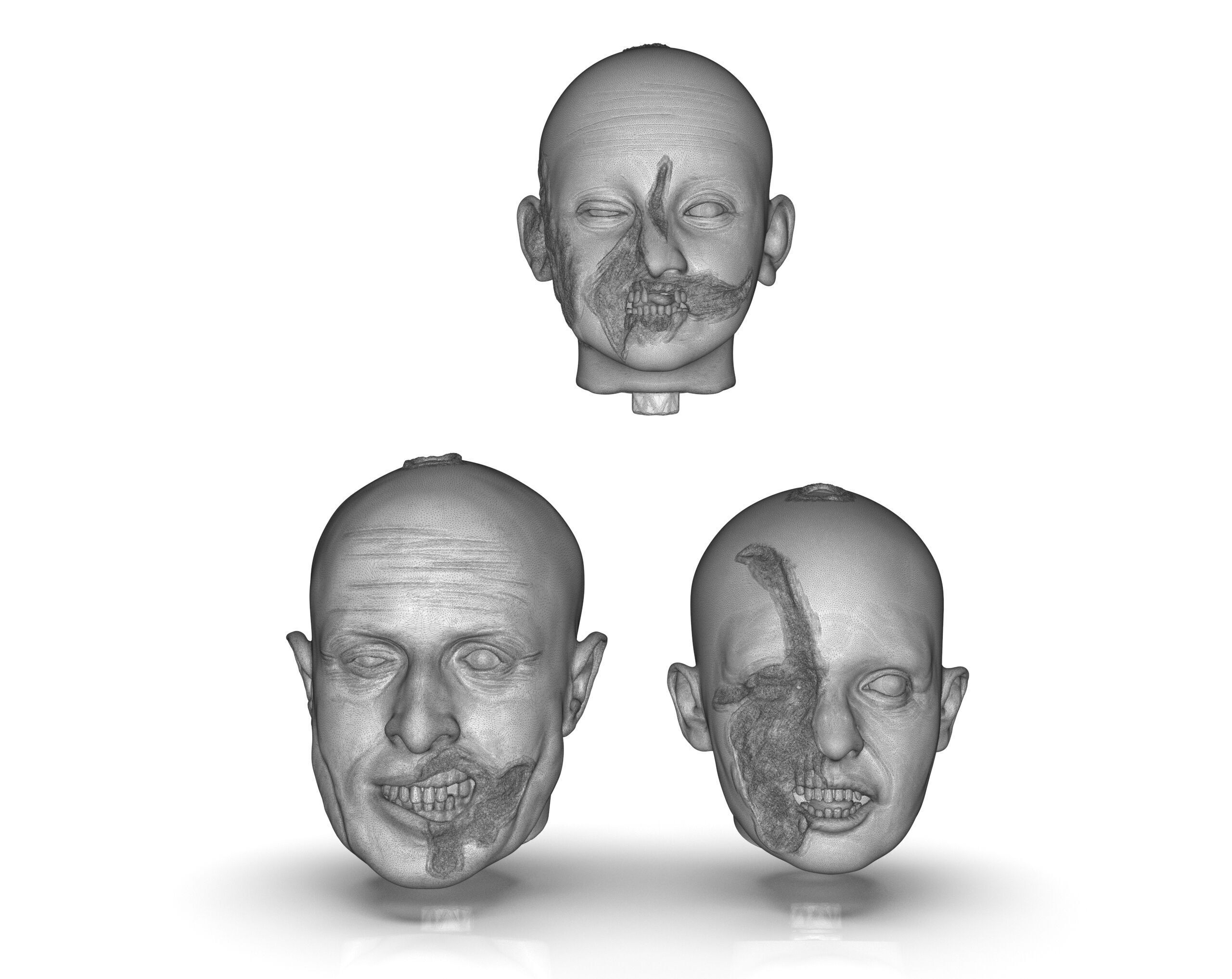 Family Zombie Heads 3D print model_19