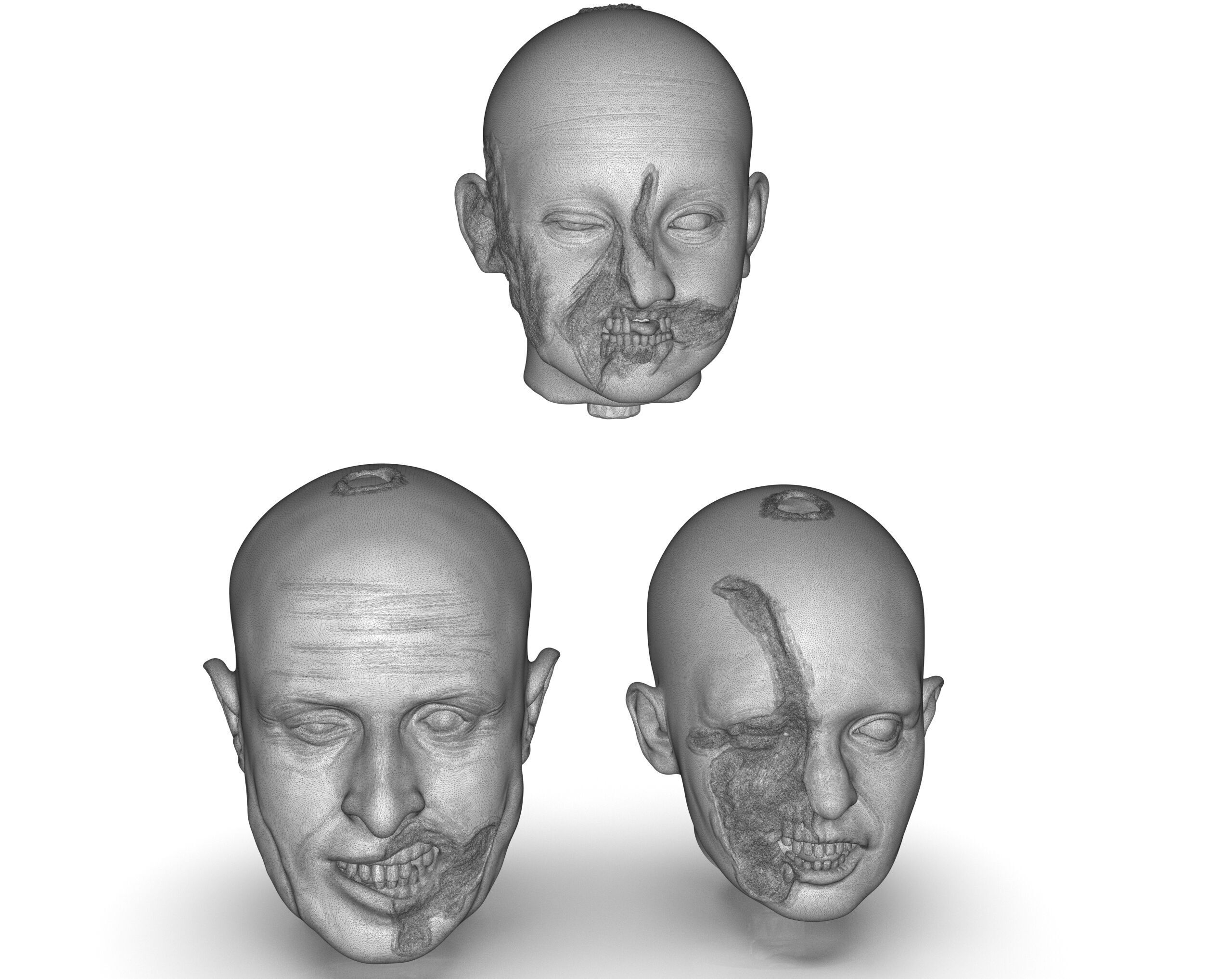 Family Zombie Heads 3D print model_24