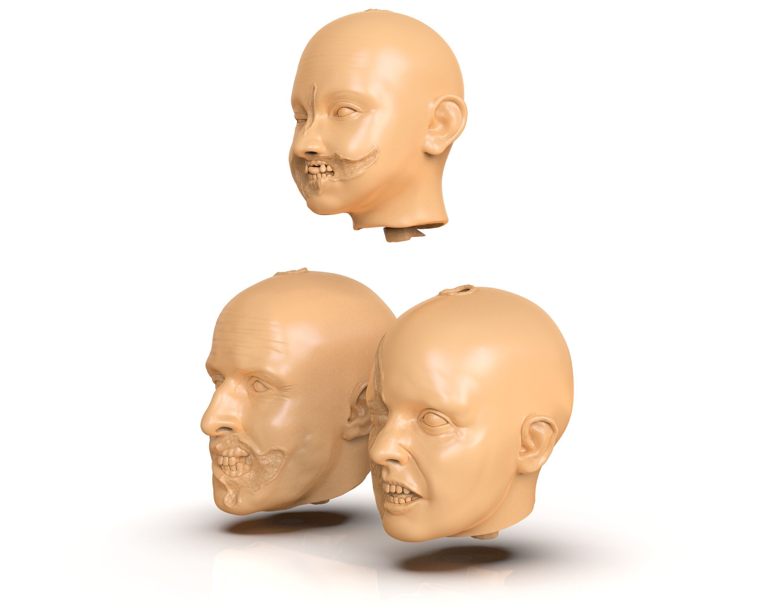 Family Zombie Heads 3D print model_1