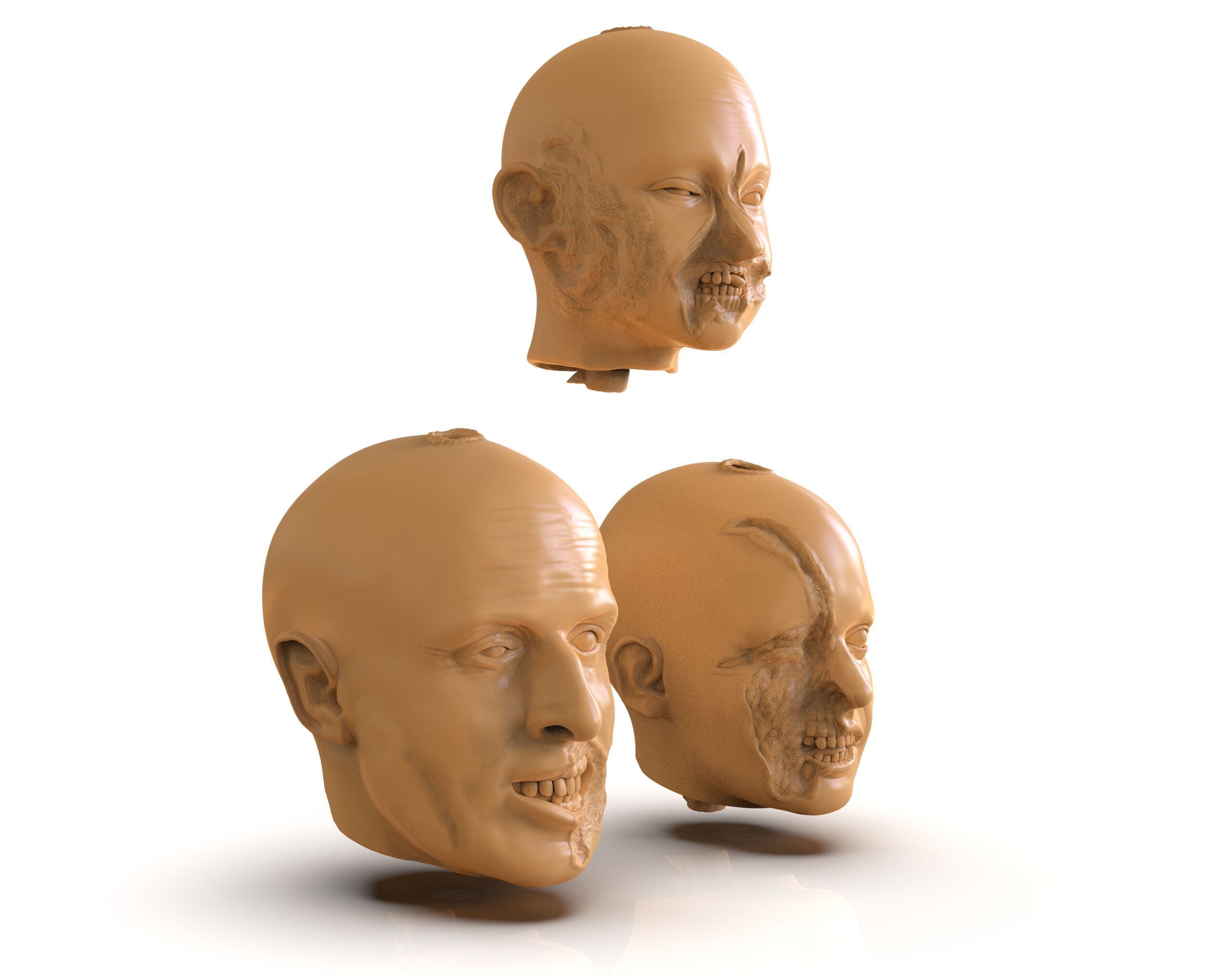 Family Zombie Heads 3D print model_2