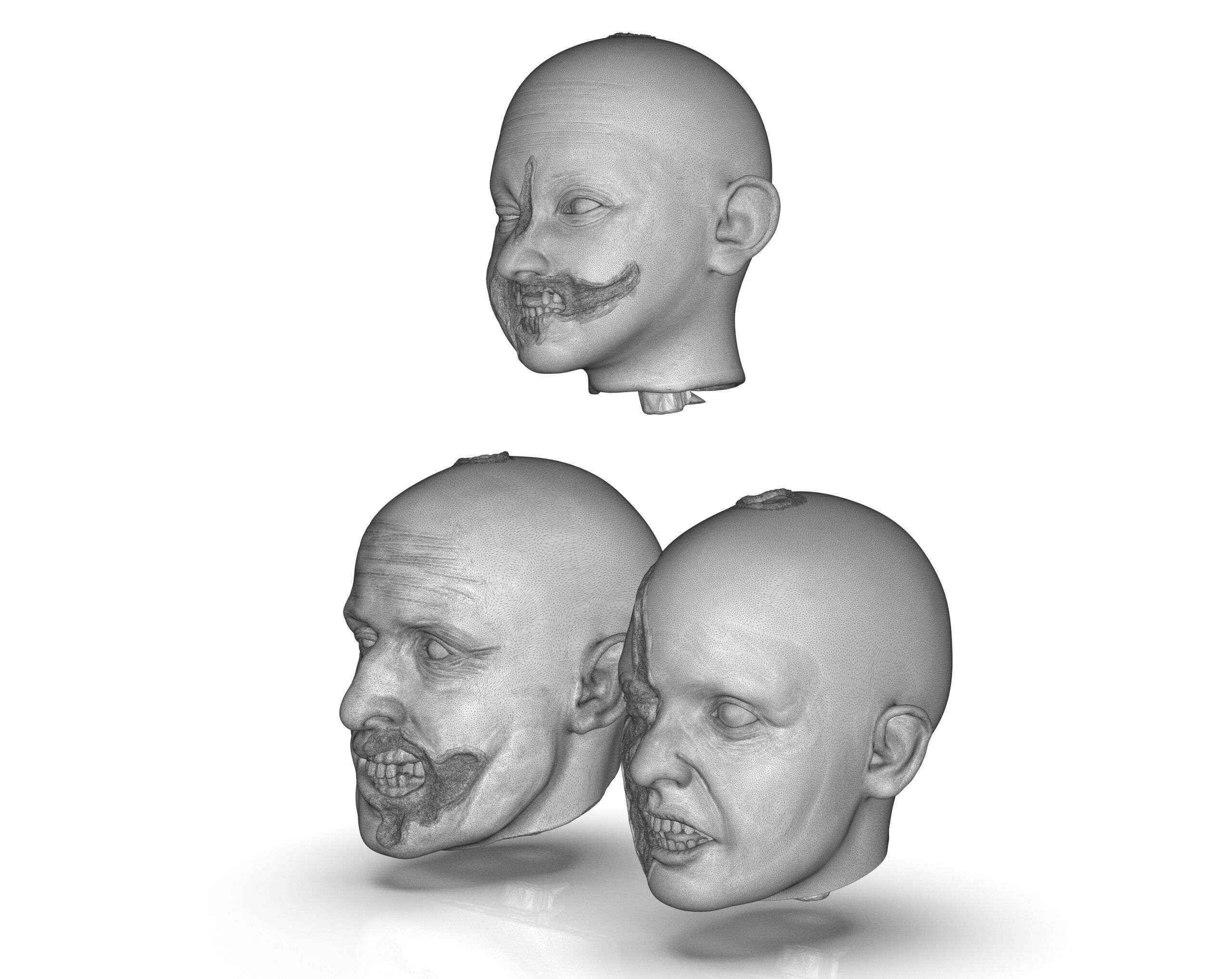 Family Zombie Heads 3D print model_20