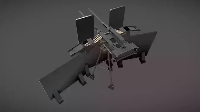 M2HB Twin browning Low-poly 3D model