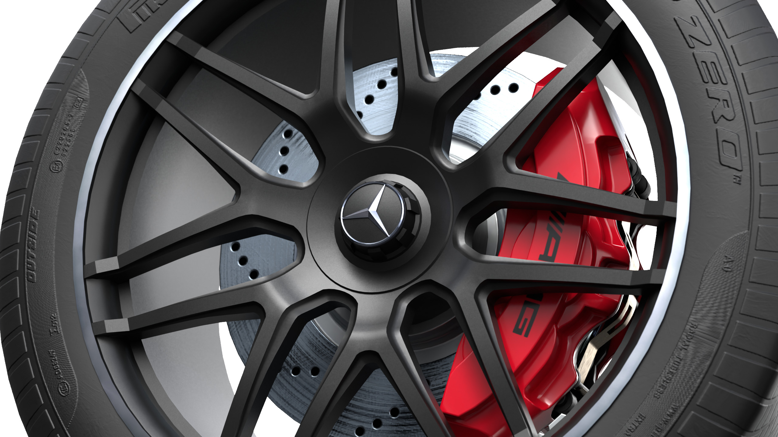 Mercedes-Benz G-Class Wheel with Brake Disc Low-poly 3D model_3