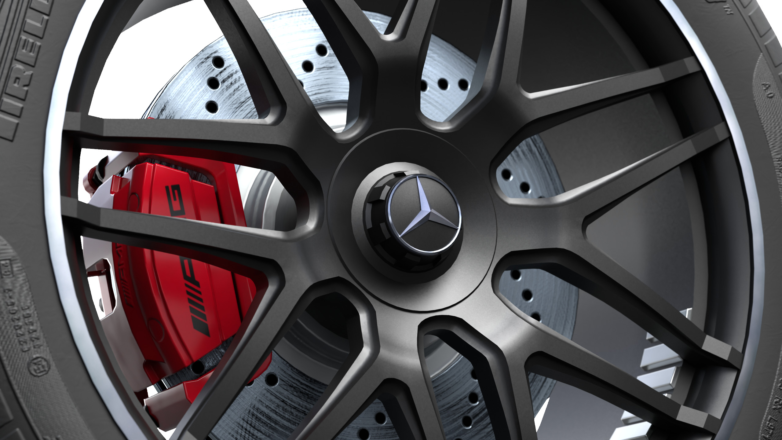 Mercedes-Benz G-Class Wheel with Brake Disc Low-poly 3D model_5