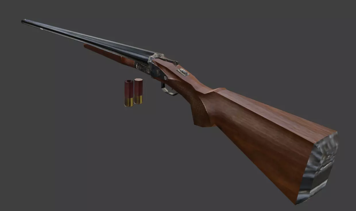 Low Poly CZ Sharp Tail 2 Shot Shotgun Modular Non-Rigged Free low-poly 3D model_0